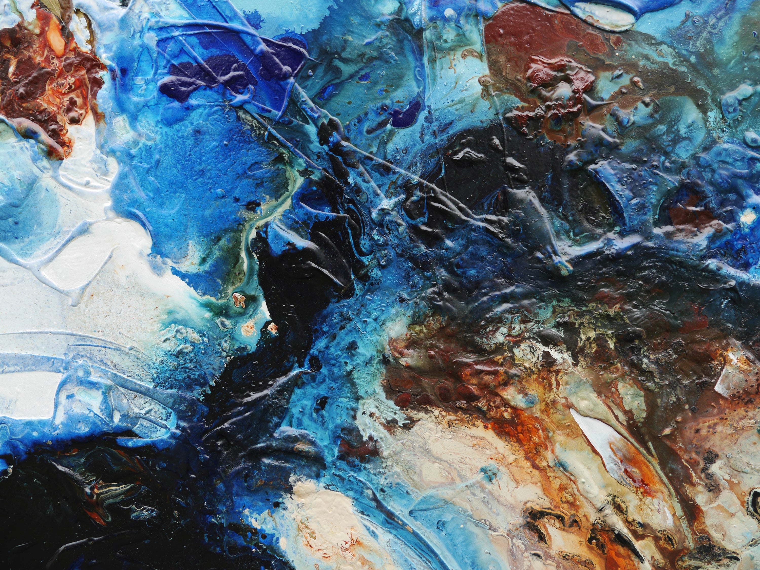 The Blu 240cm x 100cm Textured Abstract Painting (SOLD)
