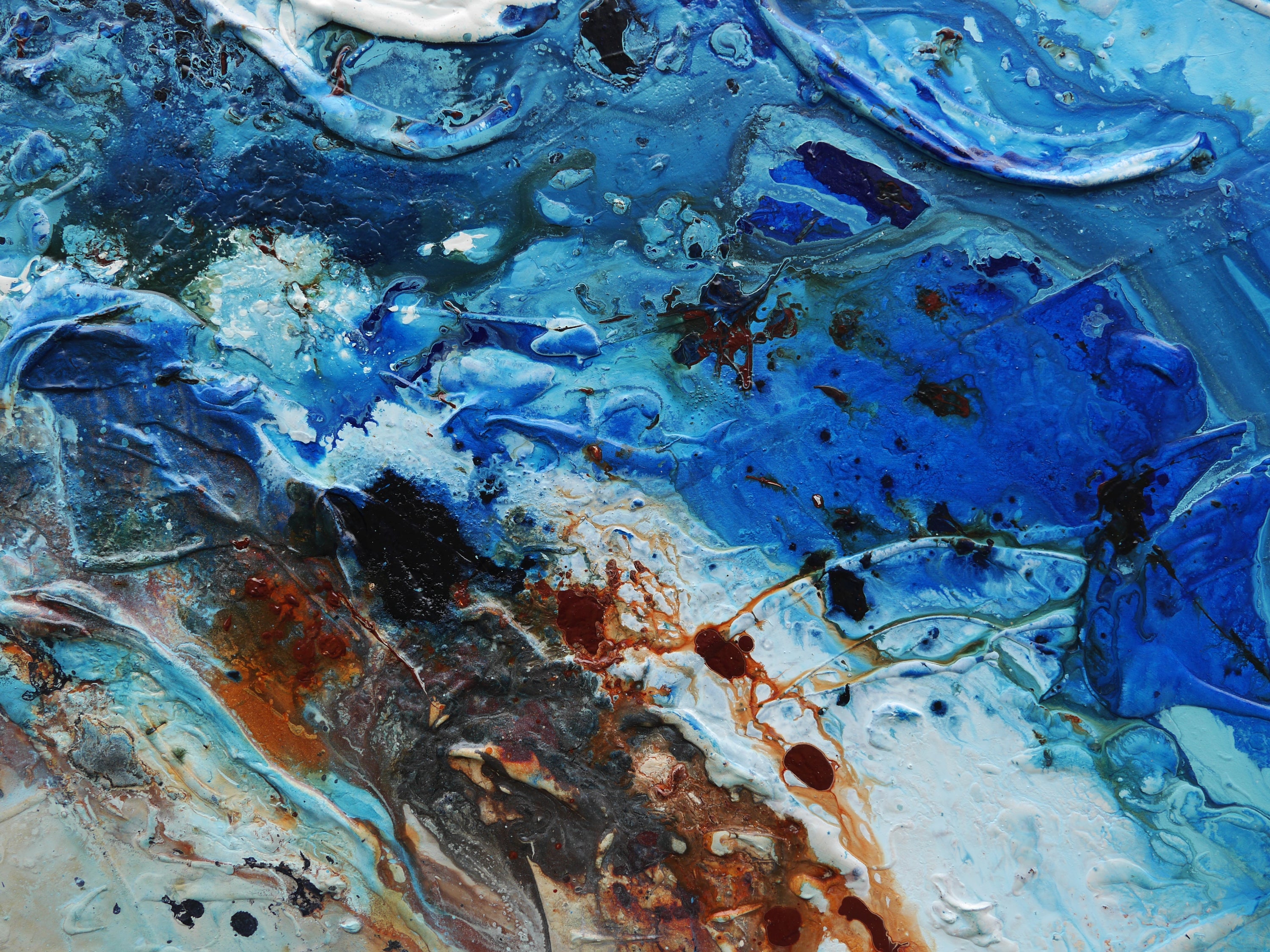 The Blu 240cm x 100cm Textured Abstract Painting (SOLD)