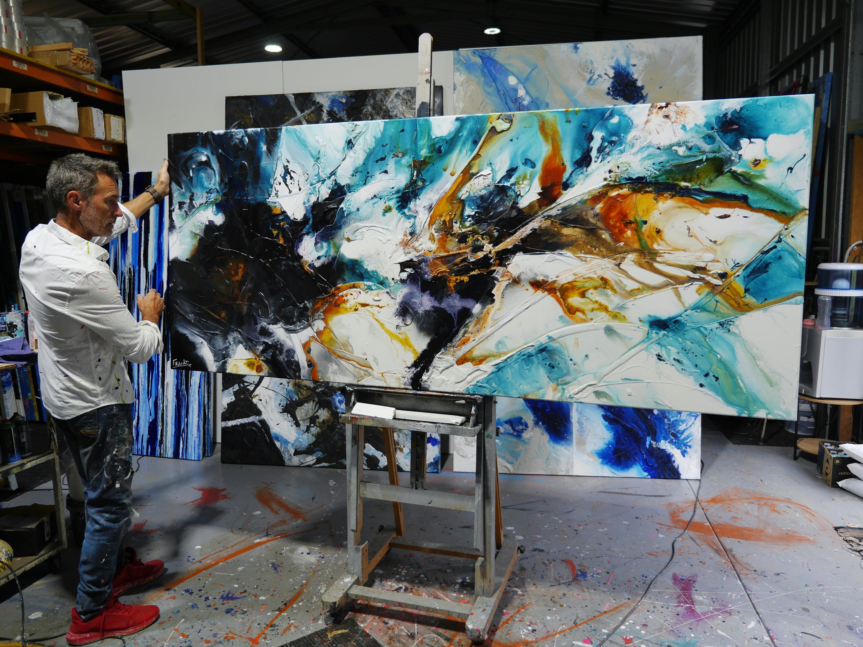 Levitate 240cm x 100cm Textured Abstract Painting (SOLD)-Abstract-[Franko_Artist]-[The_Block]-[Dream_Homes]-[ideas]- [Grand_Designs]-Franklin Art Studio