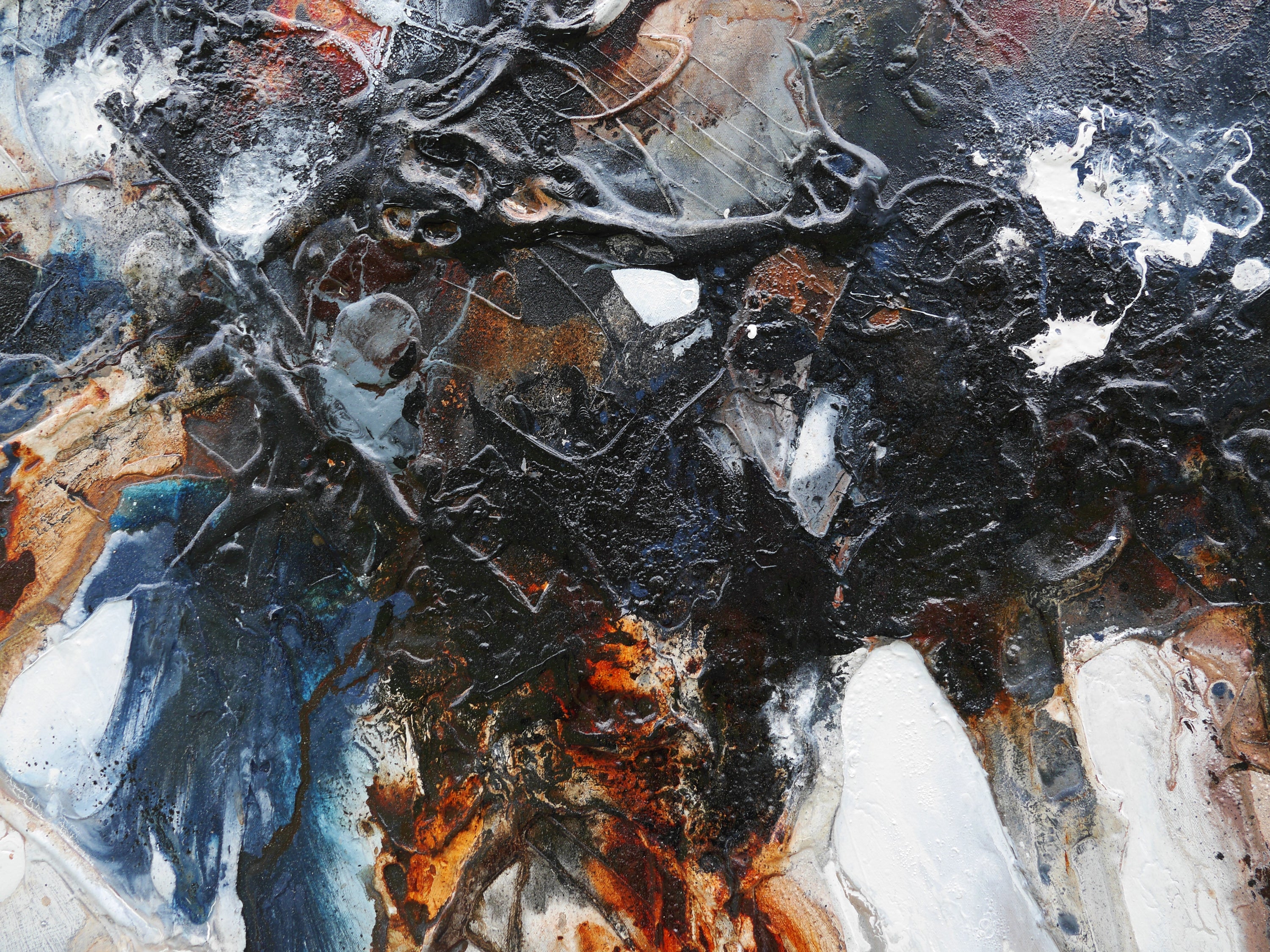 Denim Rush 150cm x 150cm Rustic Blue Textured Abstract Painting (SOLD)