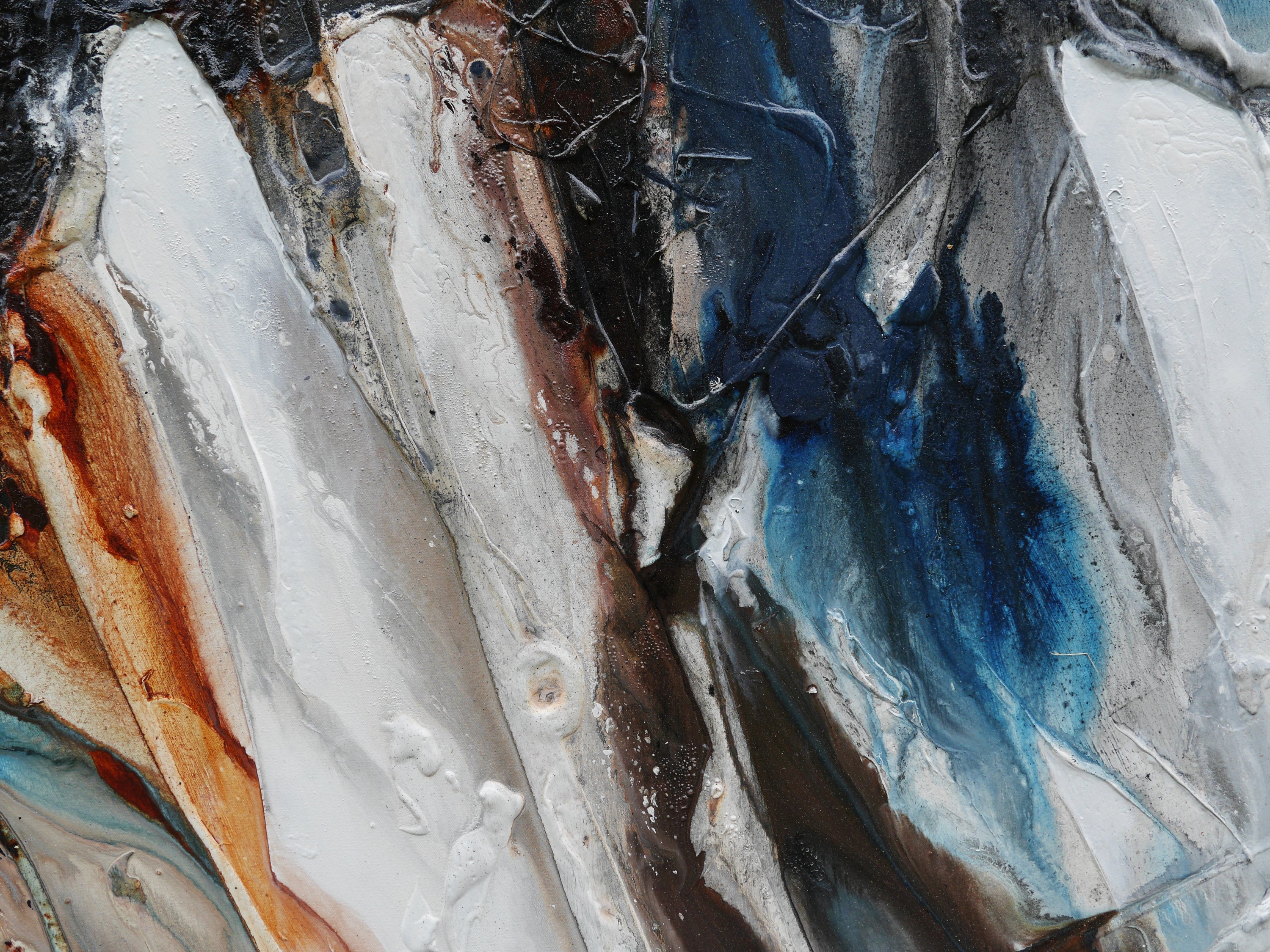 Denim Rush 150cm x 150cm Rustic Blue Textured Abstract Painting (SOLD)