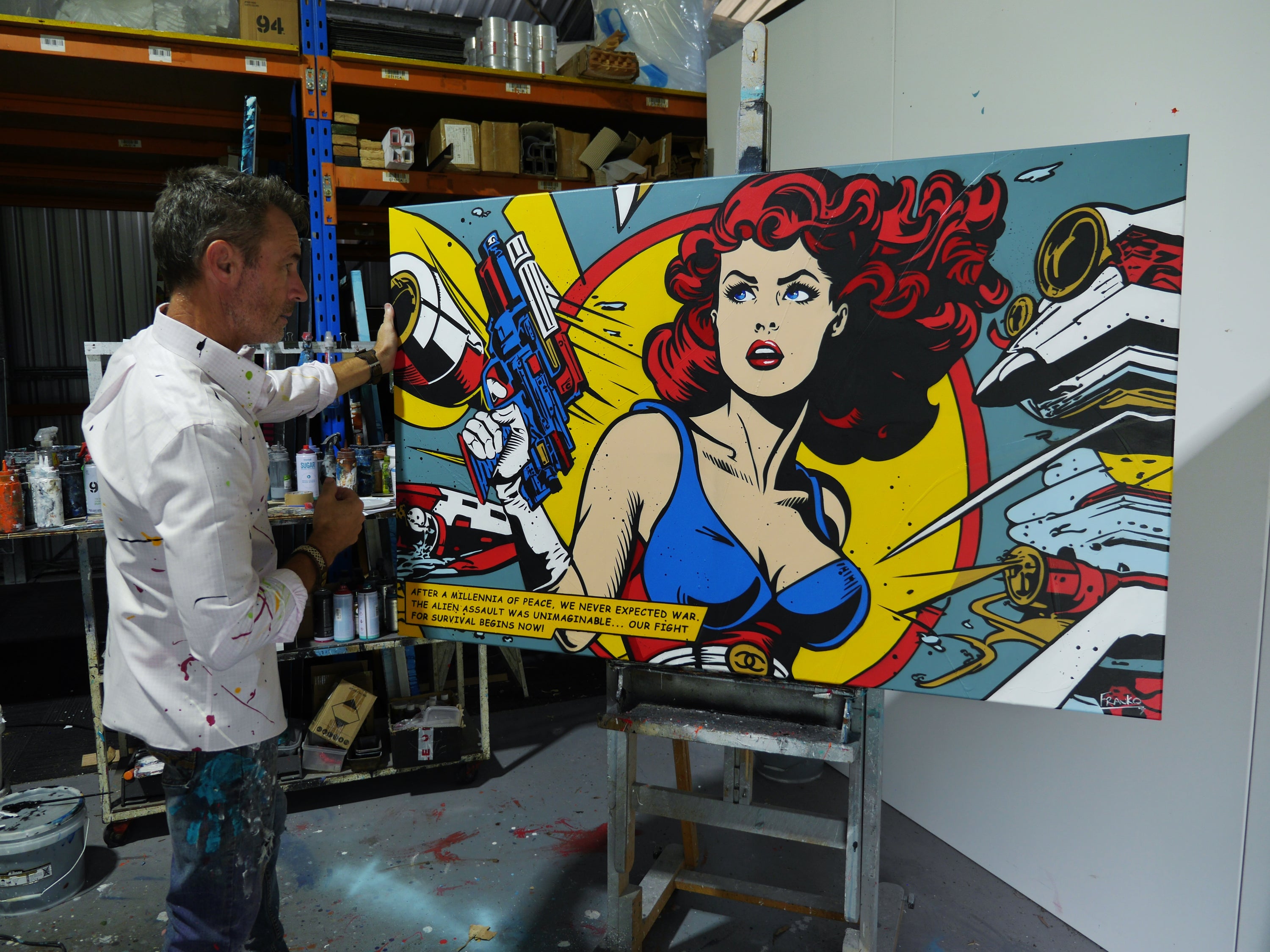 Space Wars 160cm x 100cm Space Classic Pop Art Painting (SOLD)-Urban Pop Art-[Franko_Artist]-[The_Block]-[Dream_Homes]-[ideas]- [Grand_Designs]-Franklin Art Studio