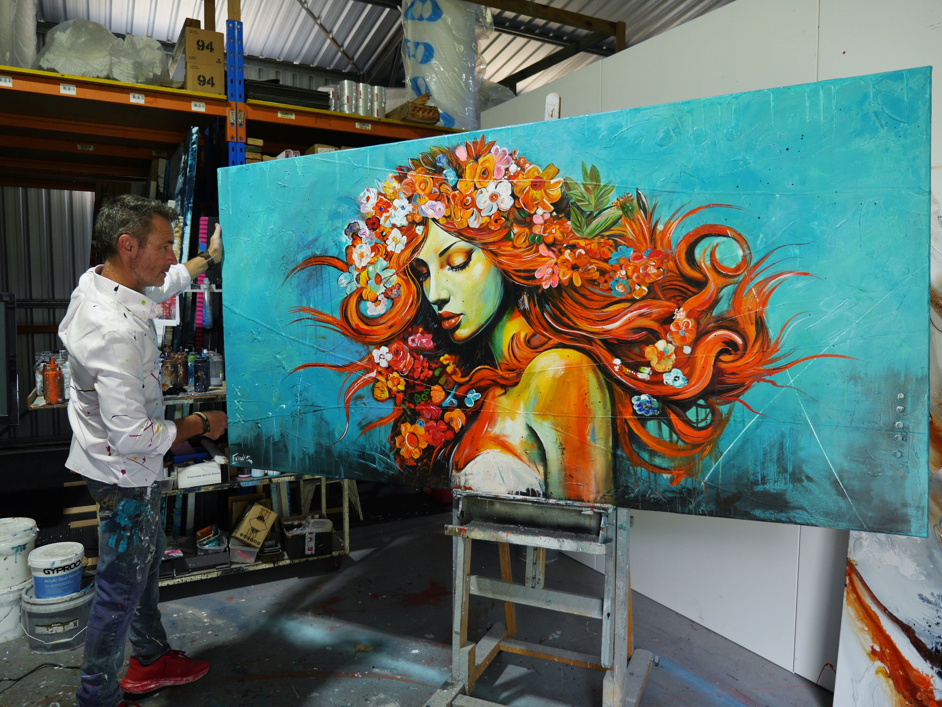 Ivy 240cm x 120cm Textured Abstract Realism Painting (SOLD)-abstract realism-[Franko_Artist]-[The_Block]-[Dream_Homes]-[ideas]- [Grand_Designs]-Franklin Art Studio