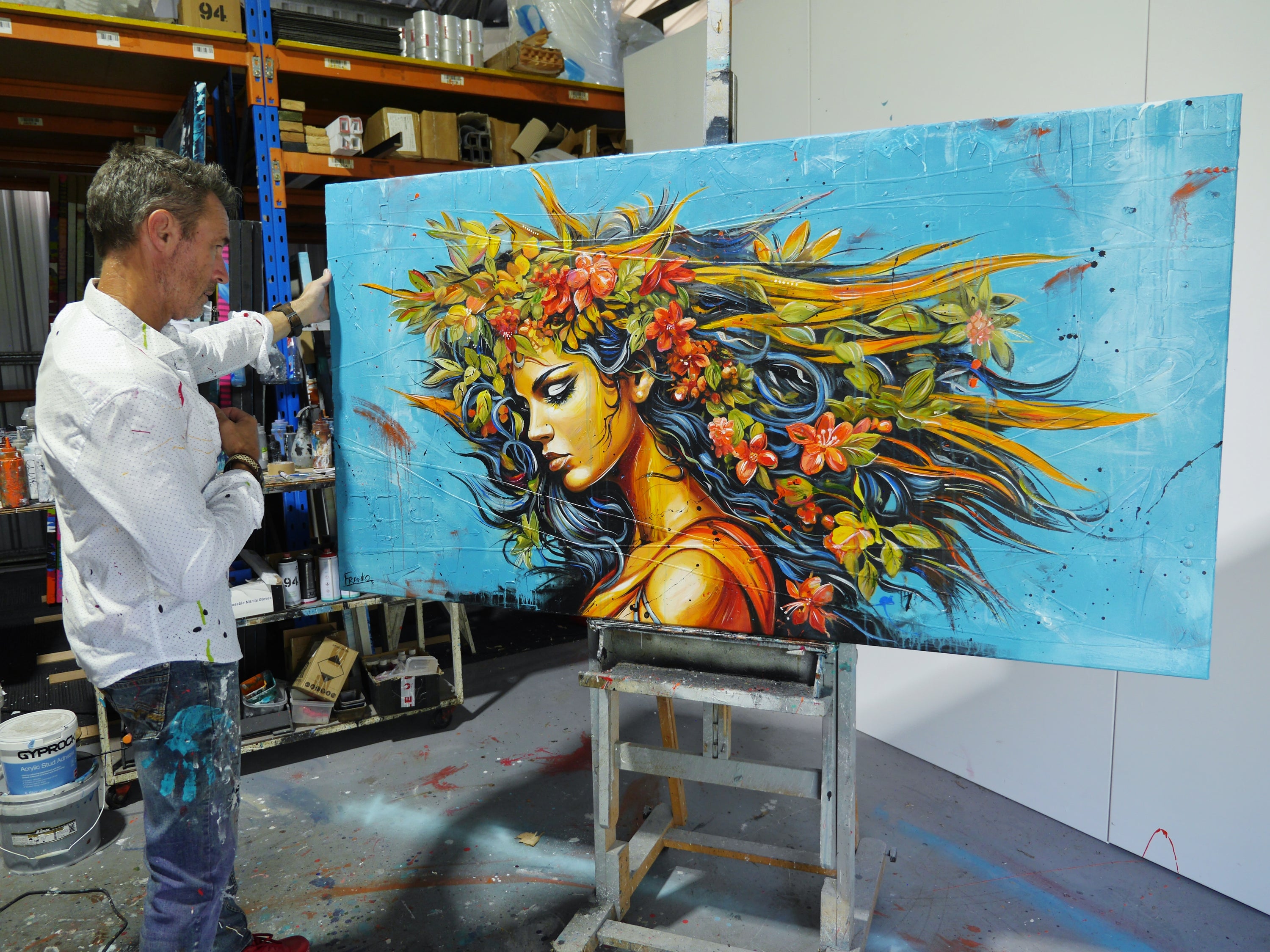 Athena 190cm x 100cm Textured Abstract Realism Painting (SOLD)-abstract realism-[Franko_Artist]-[The_Block]-[Dream_Homes]-[ideas]- [Grand_Designs]-Franklin Art Studio