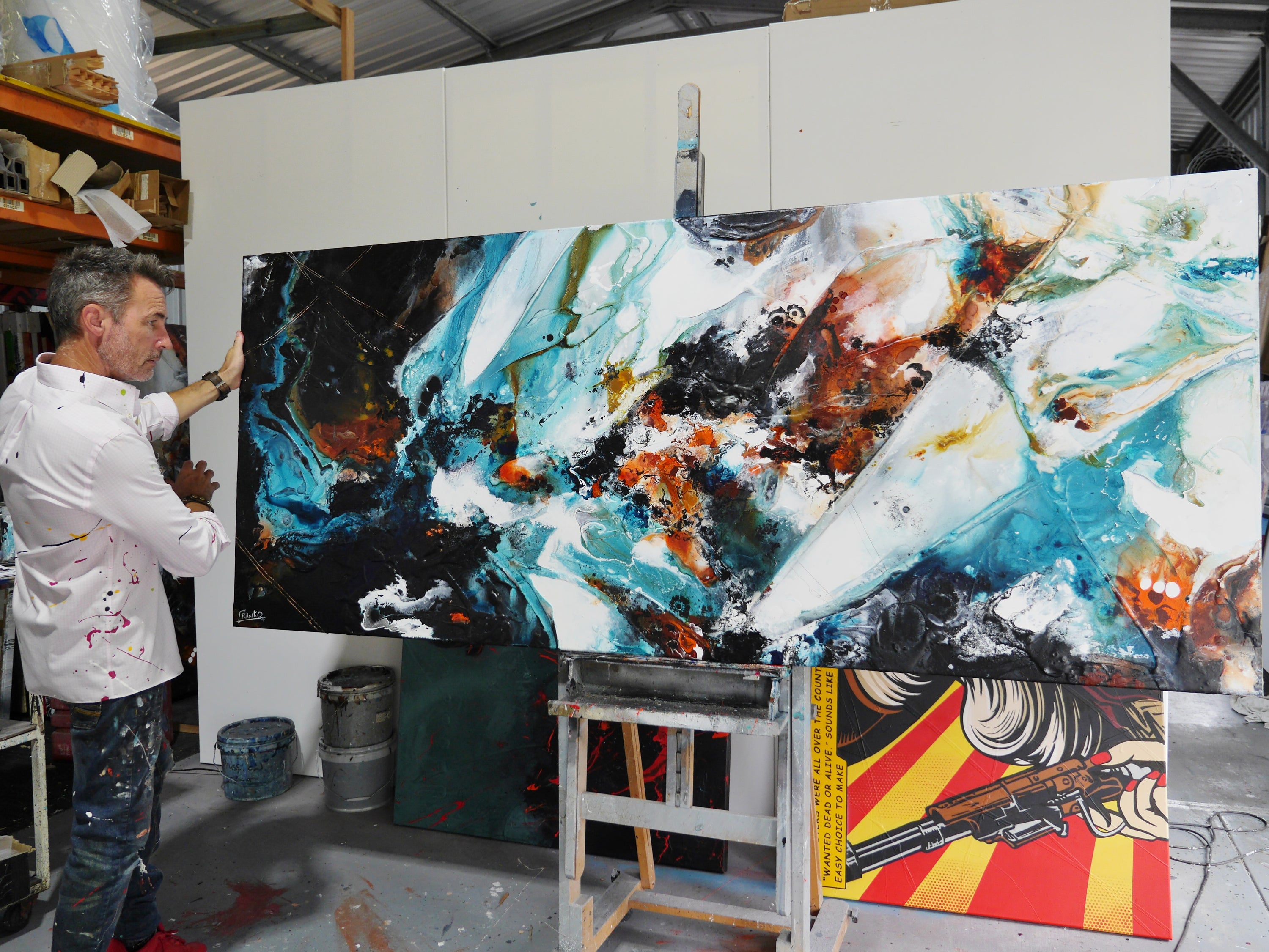 Rusted Perspective 240cm x 100cm Textured Abstract Painting (SOLD)-Abstract-[Franko_Artist]-[The_Block]-[Dream_Homes]-[ideas]- [Grand_Designs]-Franklin Art Studio