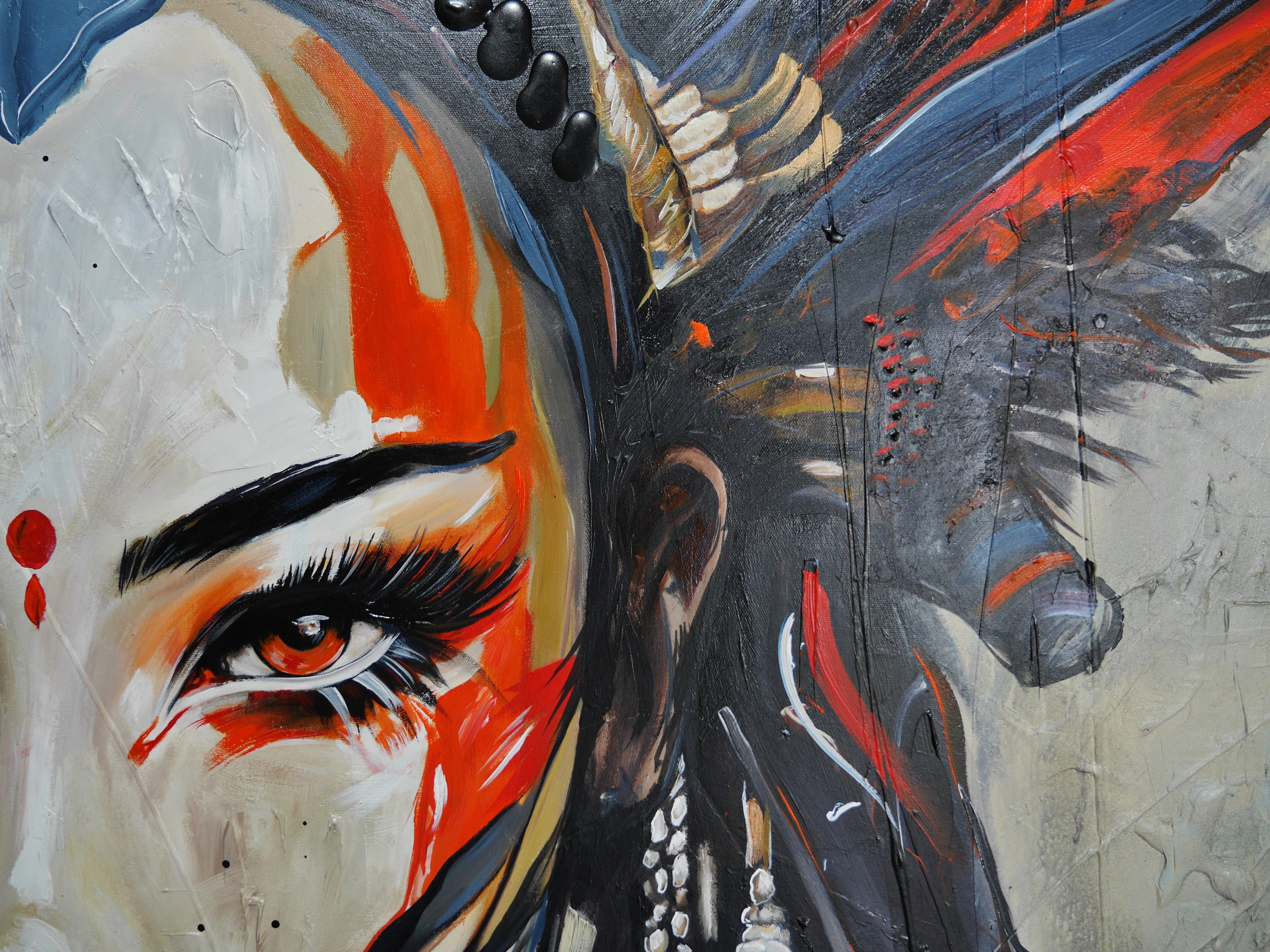 Musashi 190cm x 100cm Brave and Beautiful Abstract Framed Textured Painting (SOLD)