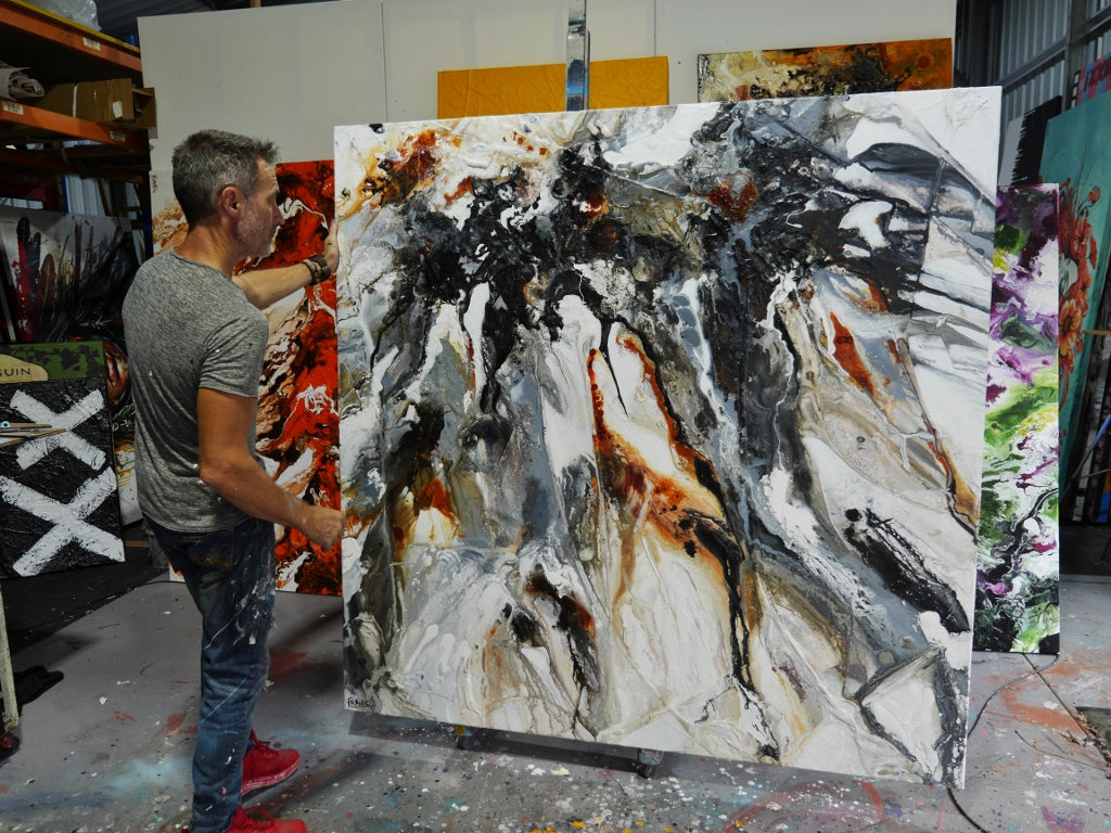 Slated Performance 180cm x 180cm Rustic Textured Abstract Painting (SOLD)-Abstract-[Franko_Artist]-[The_Block]-[Dream_Homes]-[ideas]- [Grand_Designs]-Franklin Art Studio