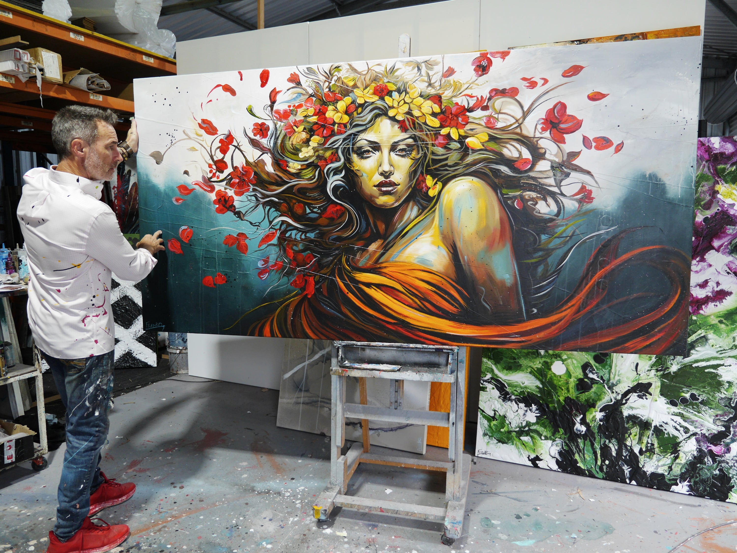 Aphrodite 240cm x 120cm Abstract Realism Textured Framed Painting (SOLD)-people-[Franko_Artist]-[The_Block]-[Dream_Homes]-[ideas]- [Grand_Designs]-Franklin Art Studio