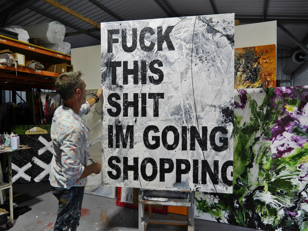 Shopping 140cm x 180cm Textured Urban Pop Art Painting