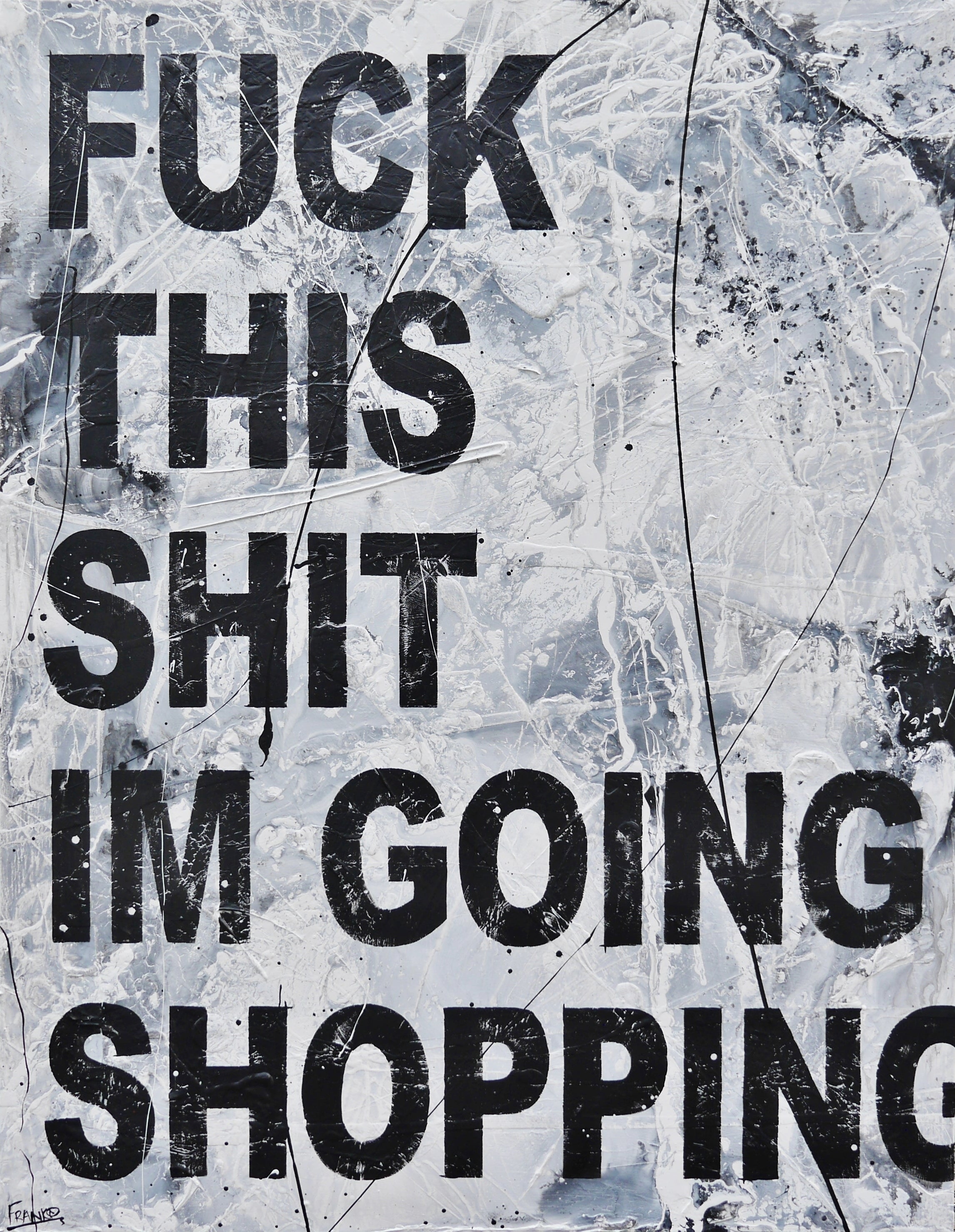 Shopping 140cm x 180cm Textured Urban Pop Art Painting-Urban Pop Art-[Franko_Artist]-[Australian_artist]-[Gold_Coast]-[Brisbane]-[modern]-[contemporary]-[original]-[Large_artwork]-Franklin Art Studio