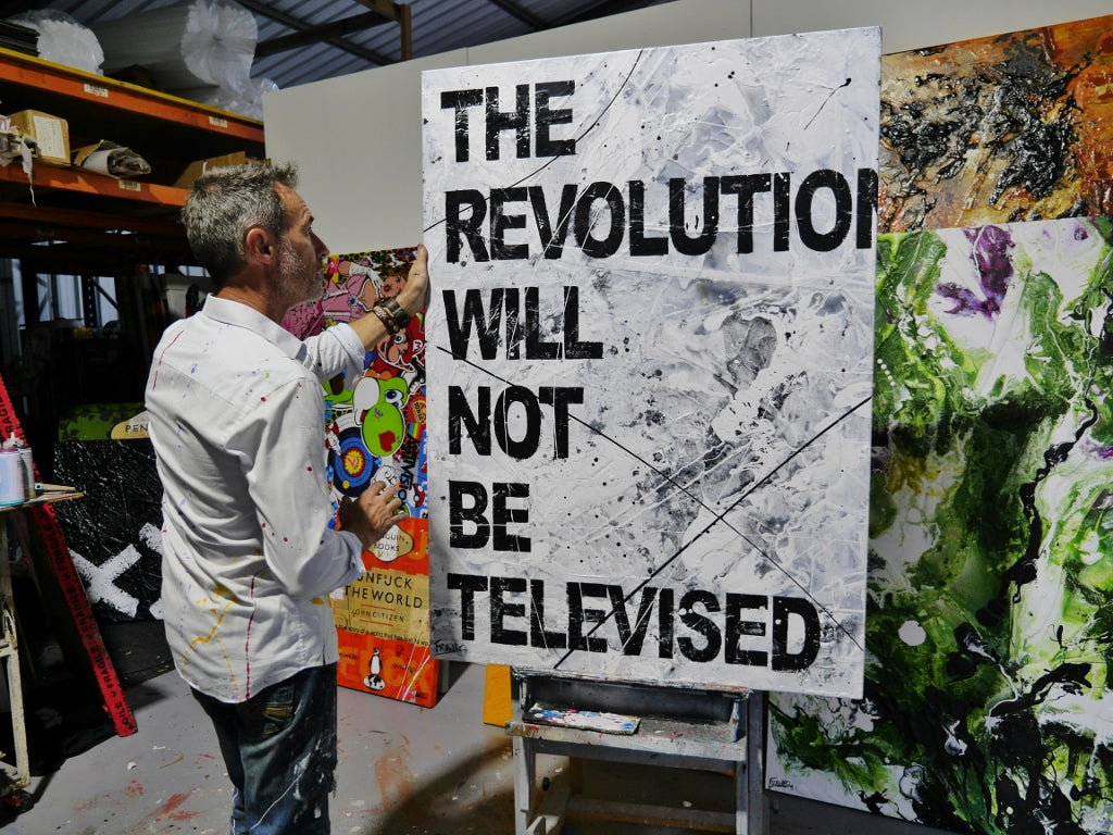 The Revo 100cm x 140cm Textured Urban Pop Art Painting (SOLD)-Urban Pop Art-[Franko_Artist]-[The_Block]-[Dream_Homes]-[ideas]- [Grand_Designs]-Franklin Art Studio