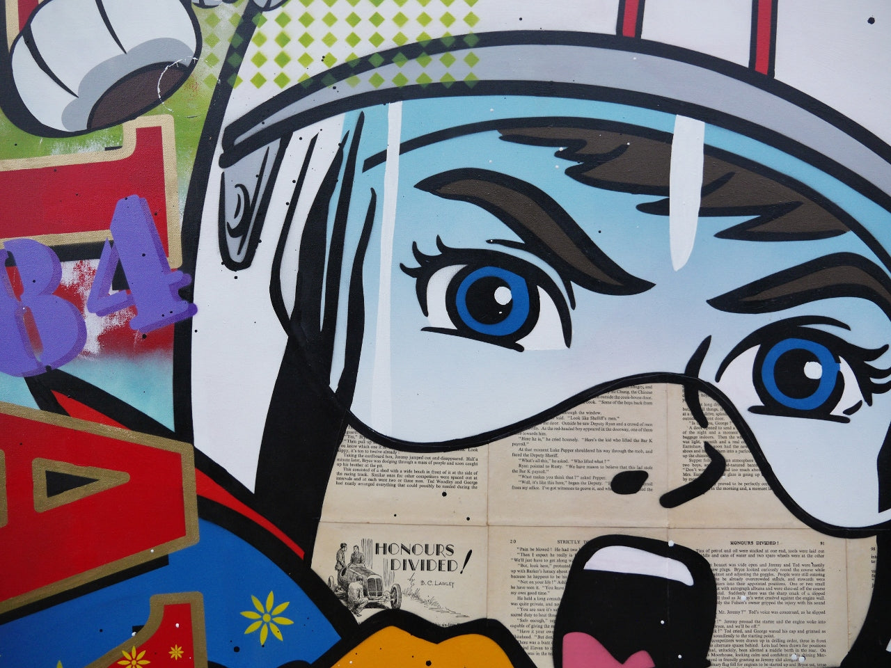 Speeding '84 100cm x 140cm Speed Racer Vintage Urban Pop Book Club Painting (SOLD)