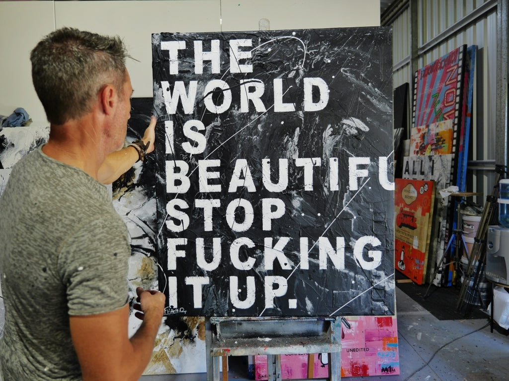 Worlds Apart 100cm x 120cm Textured Urban Pop Art Painting (SOLD)