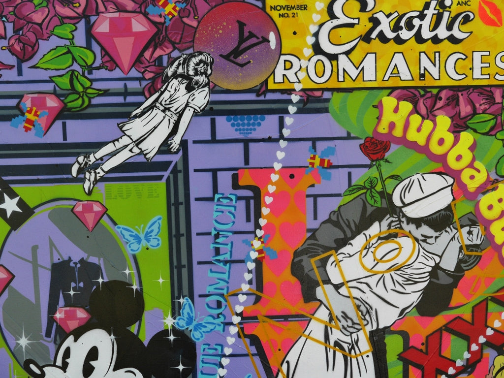 True Romance 200cm x 100cm Romantic Textured Urban Pop Art Painting