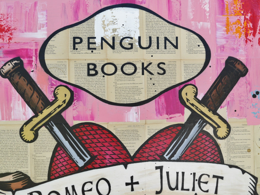Hearts on Fire 120cm x 100cm Romeo & Juliette Urban Pop Book Club Painting (SOLD)