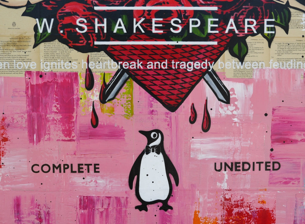 Hearts on Fire 120cm x 100cm Romeo & Juliette Urban Pop Book Club Painting (SOLD)