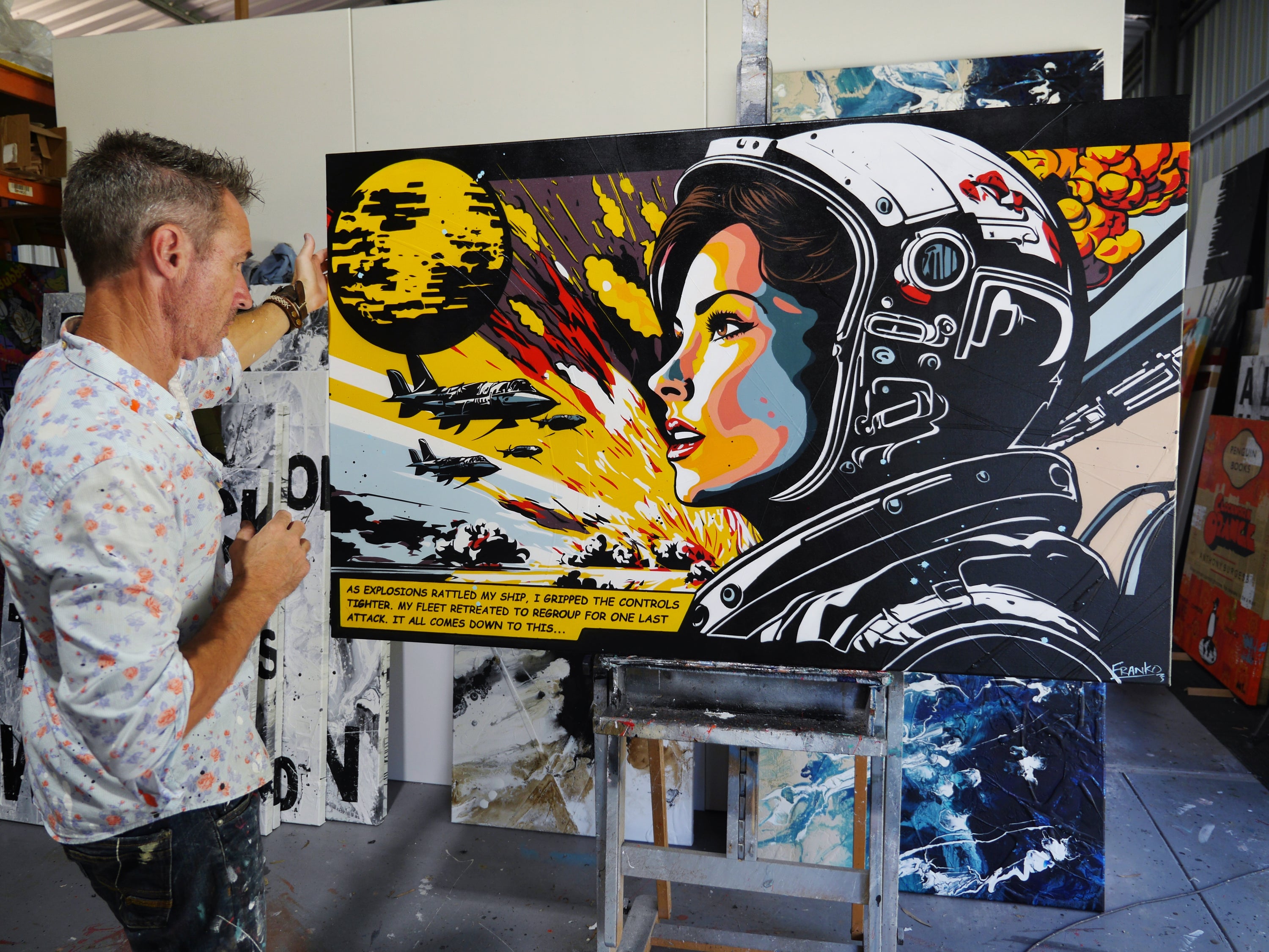 Gripped 160cm x 100cm Space Classic Pop Art Painting (SOLD)