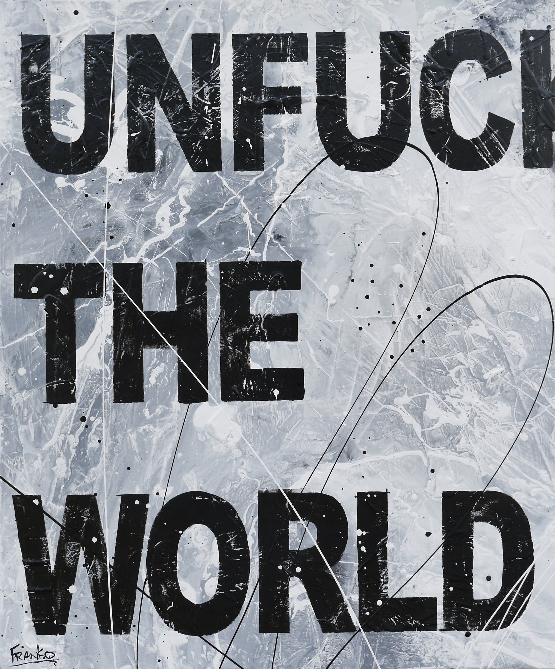 The World Over 120cm x 100cm Textured Urban Pop Art Painting-Urban Pop Art-[Franko_Artist]-[Australian_artist]-[Gold_Coast]-[Brisbane]-[modern]-[contemporary]-[original]-[Large_artwork]-Franklin Art Studio