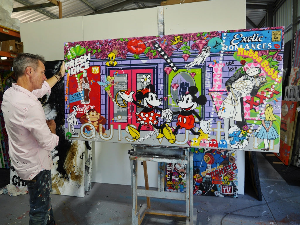 The Romantics 200cm x 100cm Romantic Textured Urban Pop Art Painting (SOLD)-Urban Pop Art-[Franko_Artist]-[The_Block]-[Dream_Homes]-[ideas]- [Grand_Designs]-Franklin Art Studio
