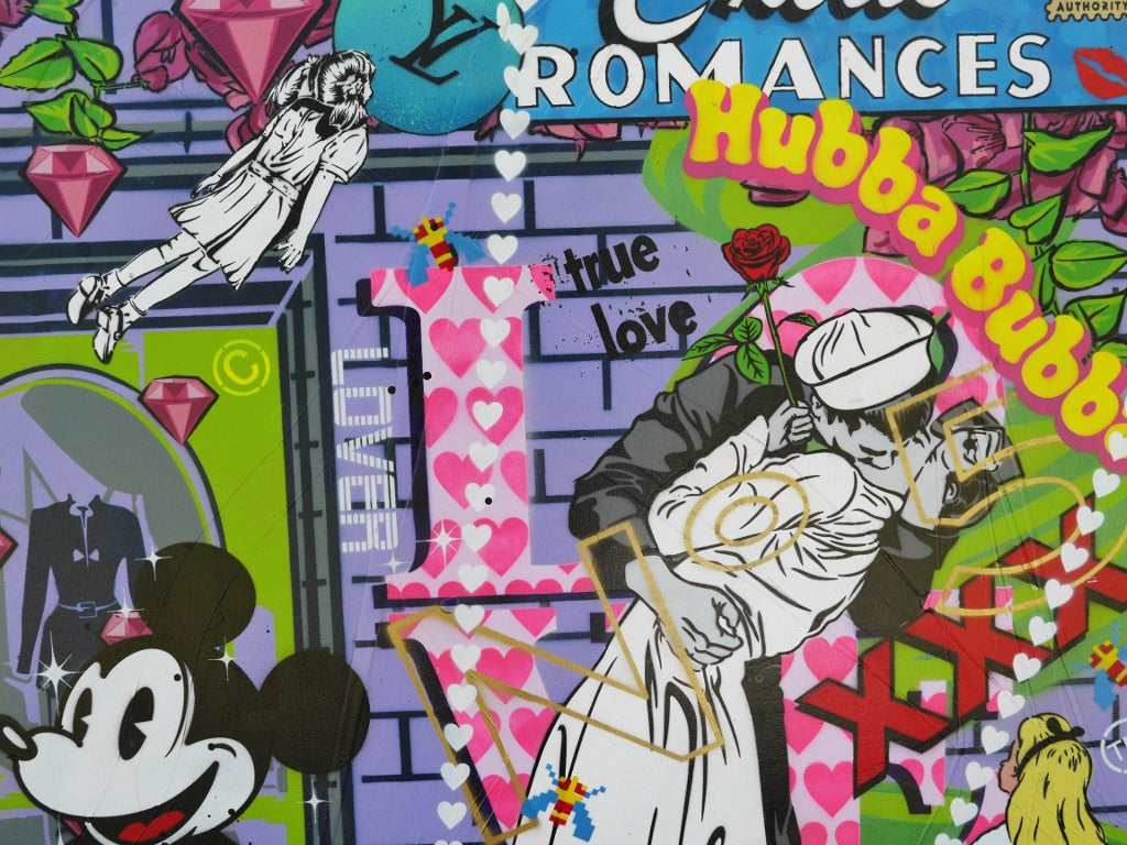 The Romantics 200cm x 100cm Romantic Textured Urban Pop Art Painting (SOLD)