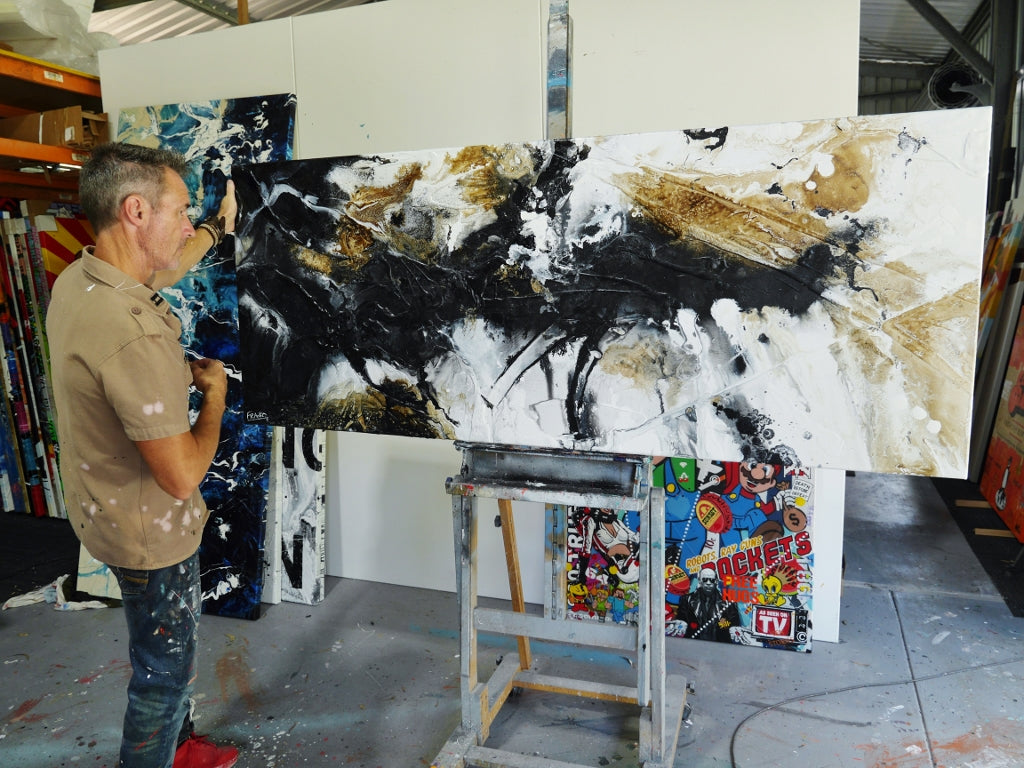 Blaqued Rust 200cm x 80cm Textured Abstract Painting (SOLD)-Abstract-[Franko_Artist]-[The_Block]-[Dream_Homes]-[ideas]- [Grand_Designs]-Franklin Art Studio