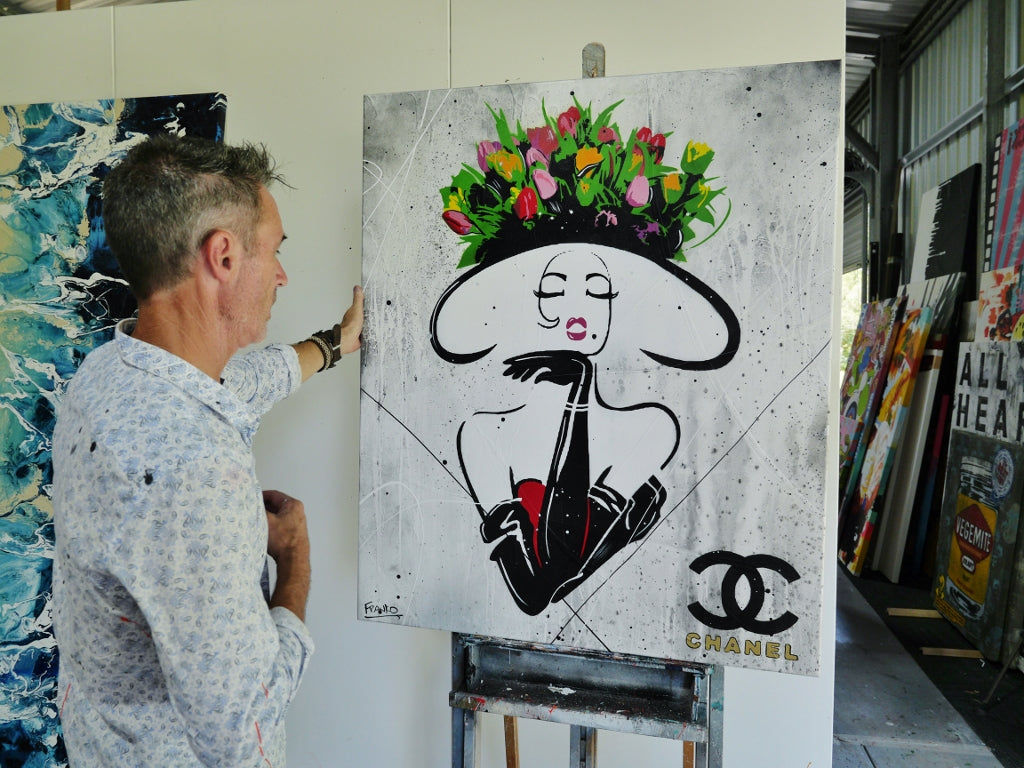Blushing 100cm x 120cm Textured Urban Pop Art Painting (SOLD)-Urban Pop Art-[Franko_Artist]-[The_Block]-[Dream_Homes]-[ideas]- [Grand_Designs]-Franklin Art Studio
