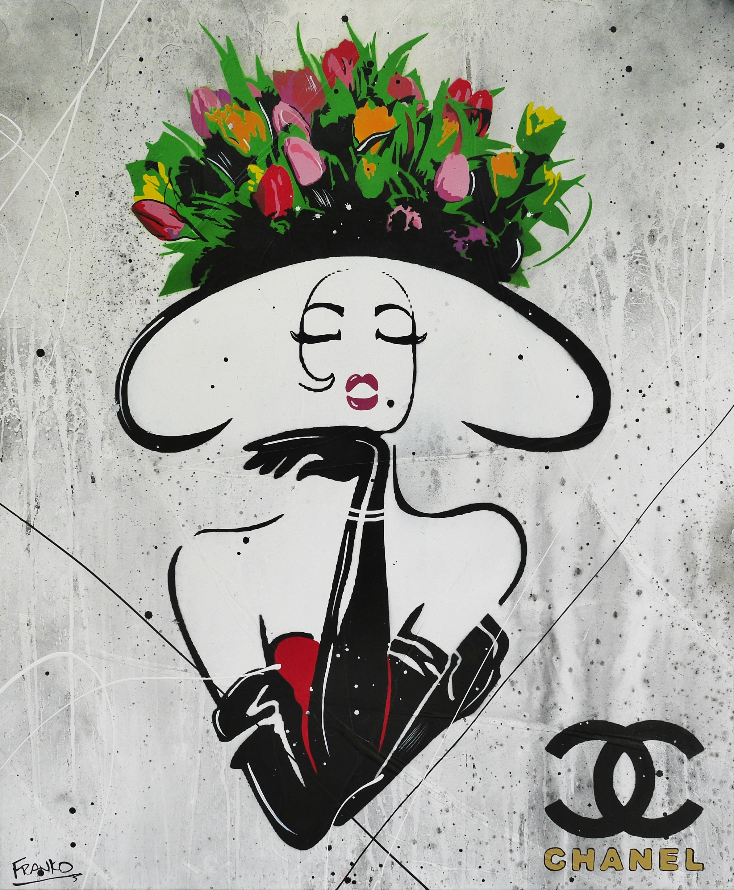 Blushing 100cm x 120cm Textured Urban Pop Art Painting (SOLD)-Urban Pop Art-[Franko_Artist]-[Australian_artist]-[Gold_Coast]-[Brisbane]-[modern]-[contemporary]-[original]-[Large_artwork]-Franklin Art Studio