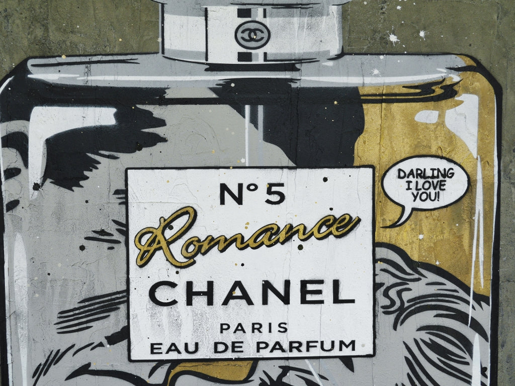 Golden Romance 100cm x 140cm Perfume Concrete Textured Urban Pop Art Painting (SOLD)