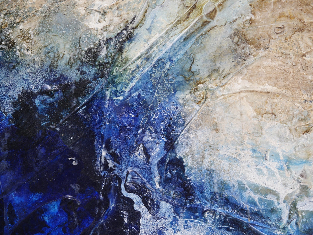 Blue Genesis 200cm x 80cm Rustic Textured Abstract Painting (SOLD)