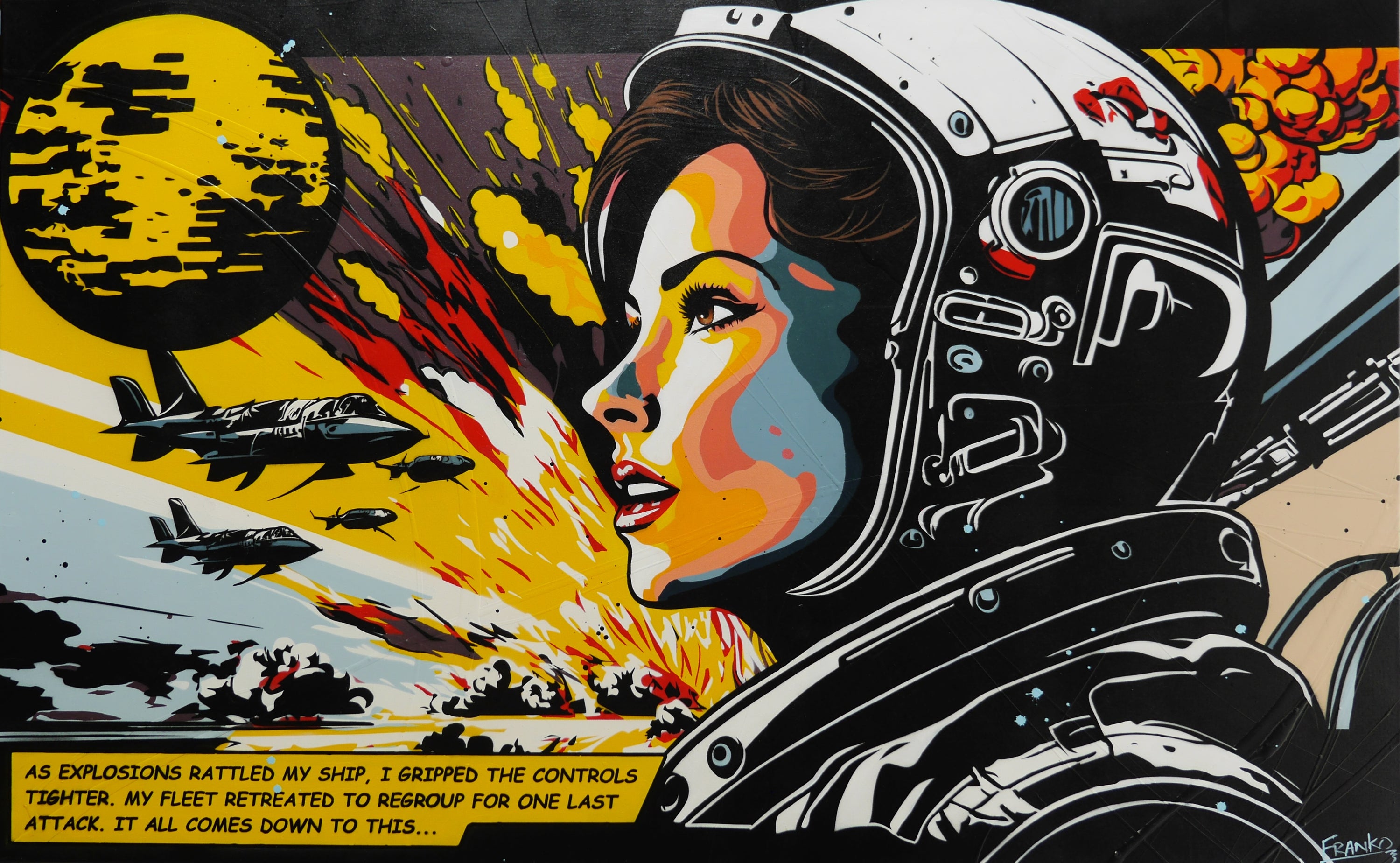 Gripped 160cm x 100cm Space Classic Pop Art Painting-Urban Pop Art-[Franko_Artist]-[Australian_artist]-[Gold_Coast]-[Brisbane]-[modern]-[contemporary]-[original]-[Large_artwork]-Franklin Art Studio