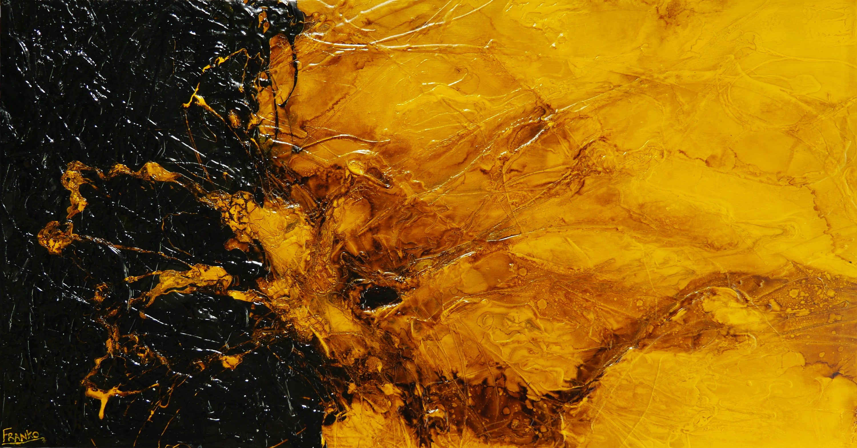 Natural Sunflower 190cm x 100cm Textured Abstract Painting (SOLD)-Abstract-[Franko_Artist]-[Australian_artist]-[Gold_Coast]-[Brisbane]-[modern]-[contemporary]-[original]-[Large_artwork]-Franklin Art Studio