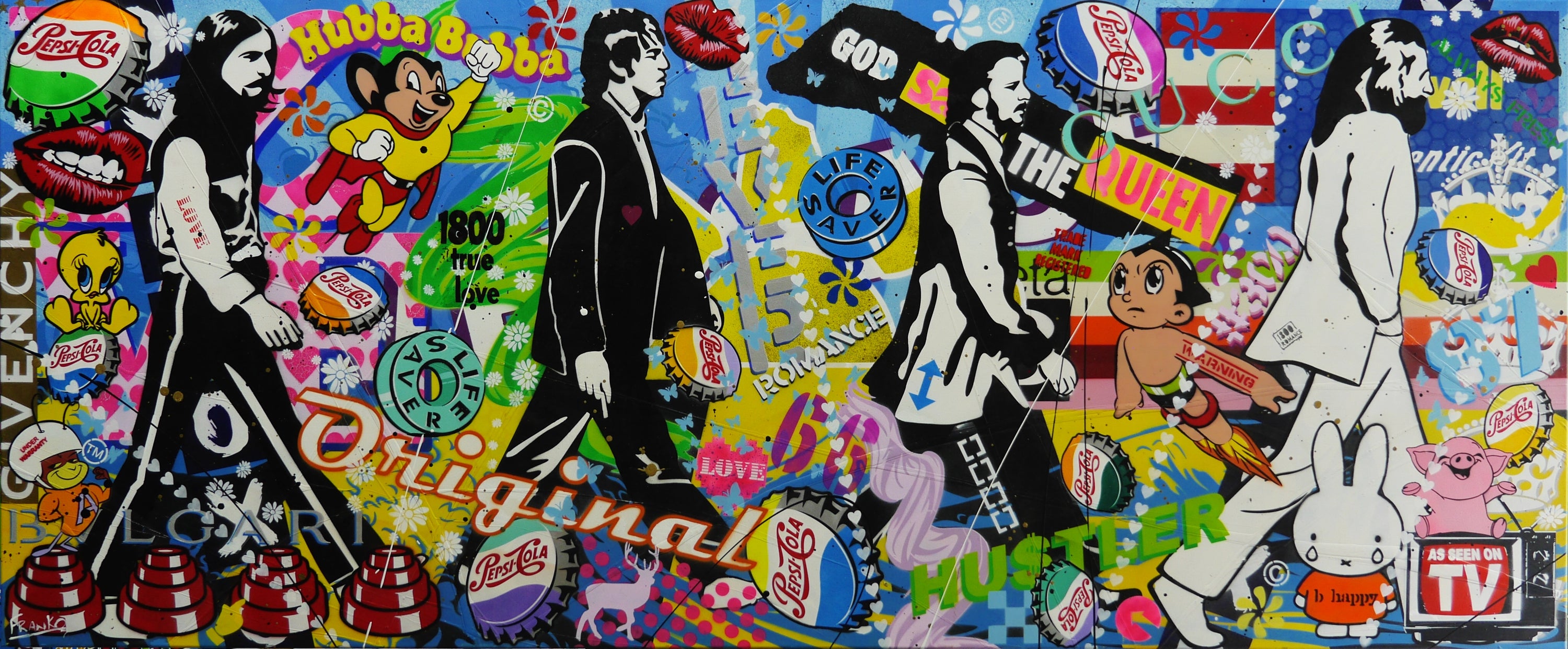 Love Love Love ... 240cm x 100cm The Beatles Textured Urban Pop Art Painting (SOLD)