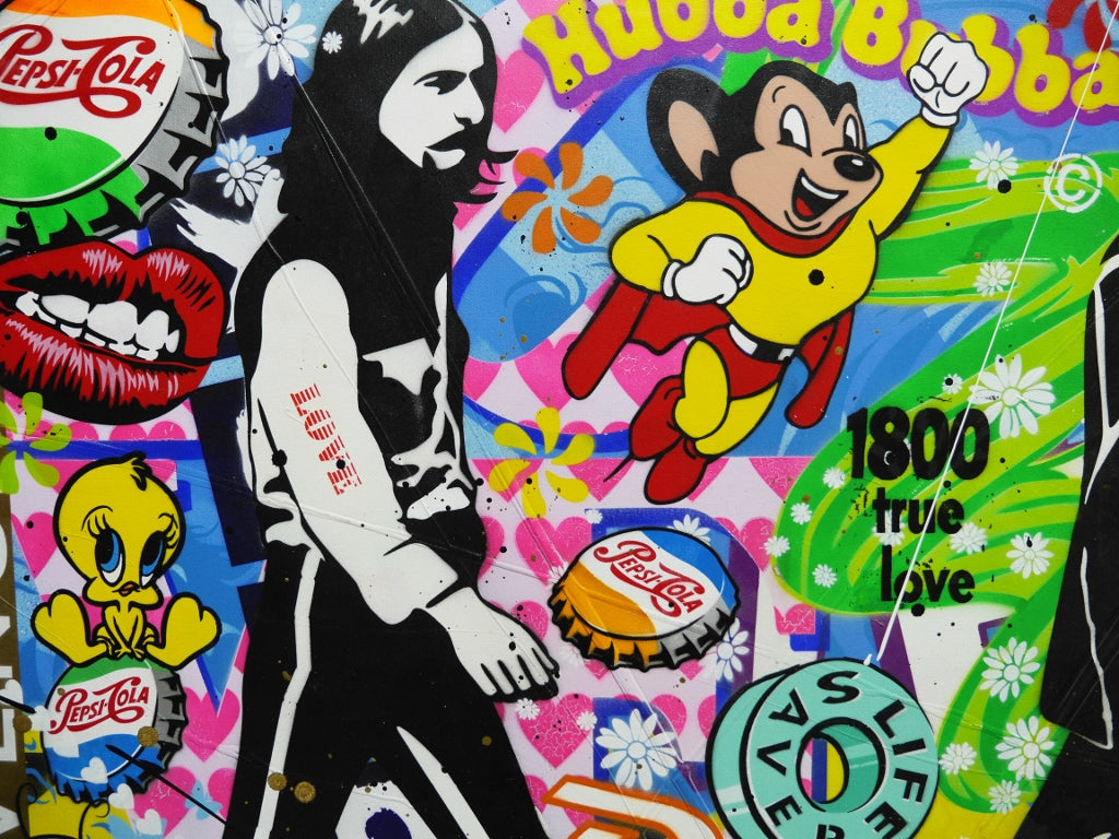 Love Love Love ... 240cm x 100cm The Beatles Textured Urban Pop Art Painting (SOLD)