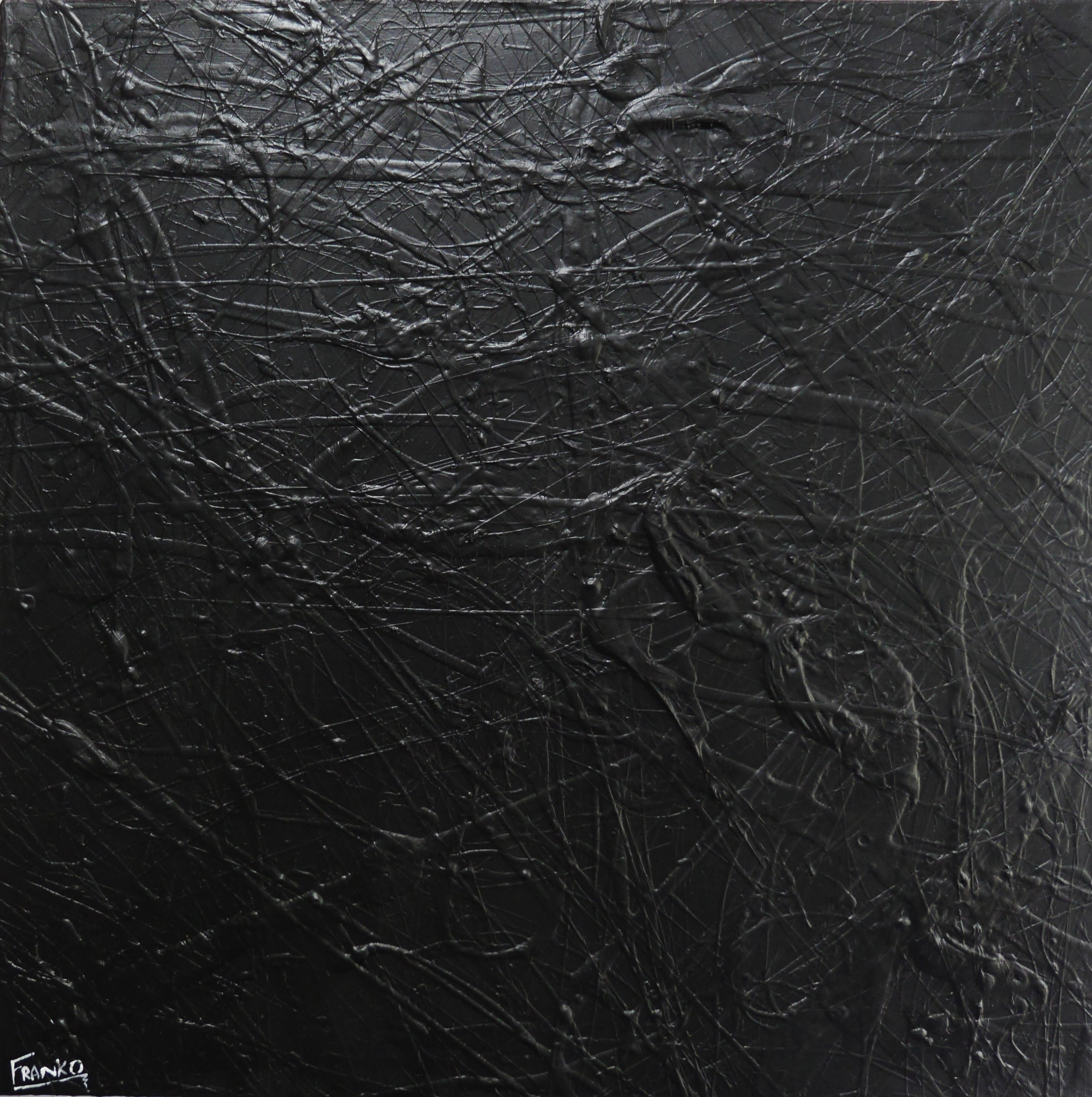 Wicked Nero 120cm x 120cm Black Textured Abstract Painting (SOLD)-Abstract-[Franko_Artist]-[Australian_artist]-[Gold_Coast]-[Brisbane]-[modern]-[contemporary]-[original]-[Large_artwork]-Franklin Art Studio