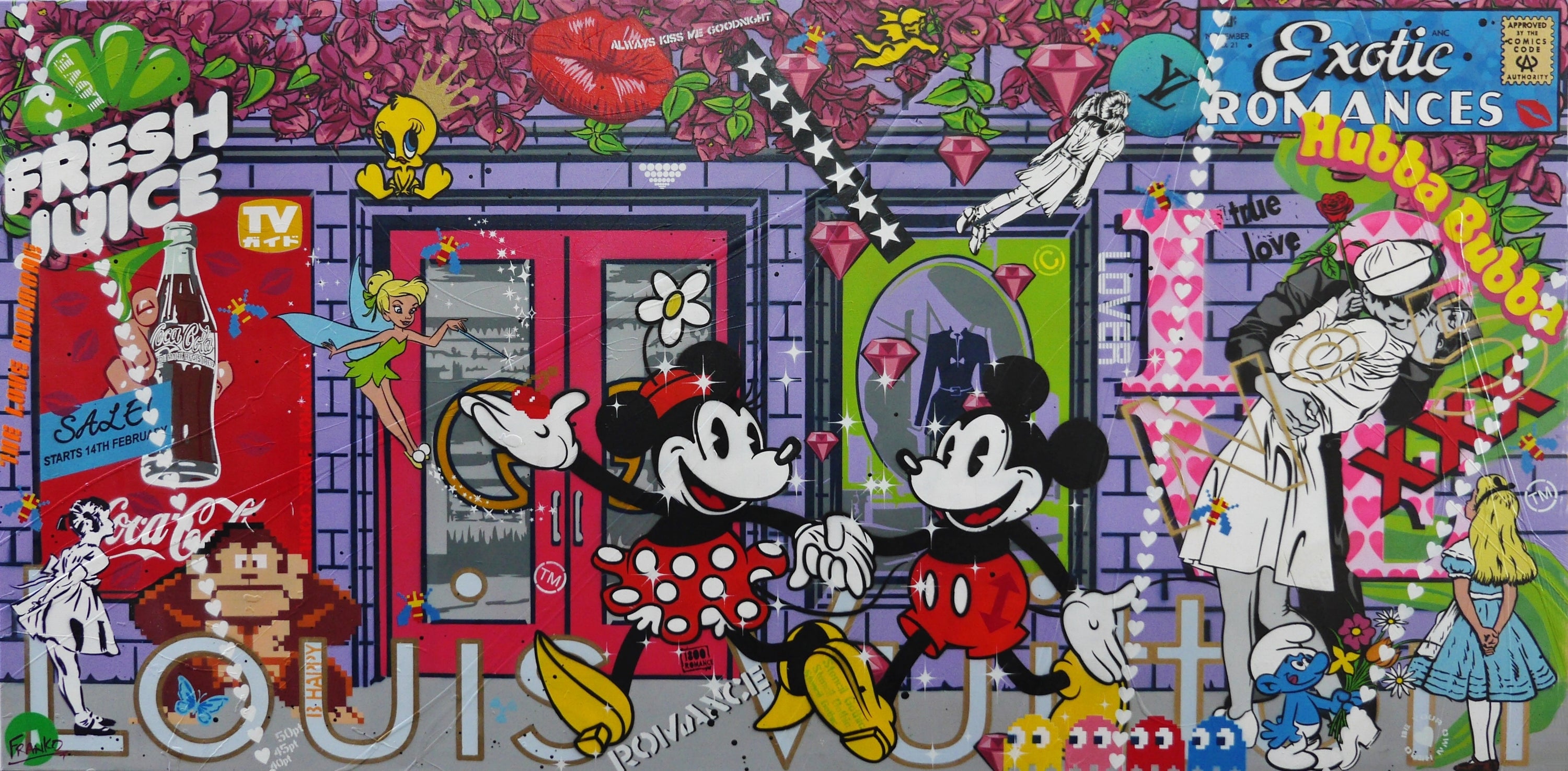 The Romantics 200cm x 100cm Romantic Textured Urban Pop Art Painting (SOLD)-Urban Pop Art-[Franko_Artist]-[Australian_artist]-[Gold_Coast]-[Brisbane]-[modern]-[contemporary]-[original]-[Large_artwork]-Franklin Art Studio
