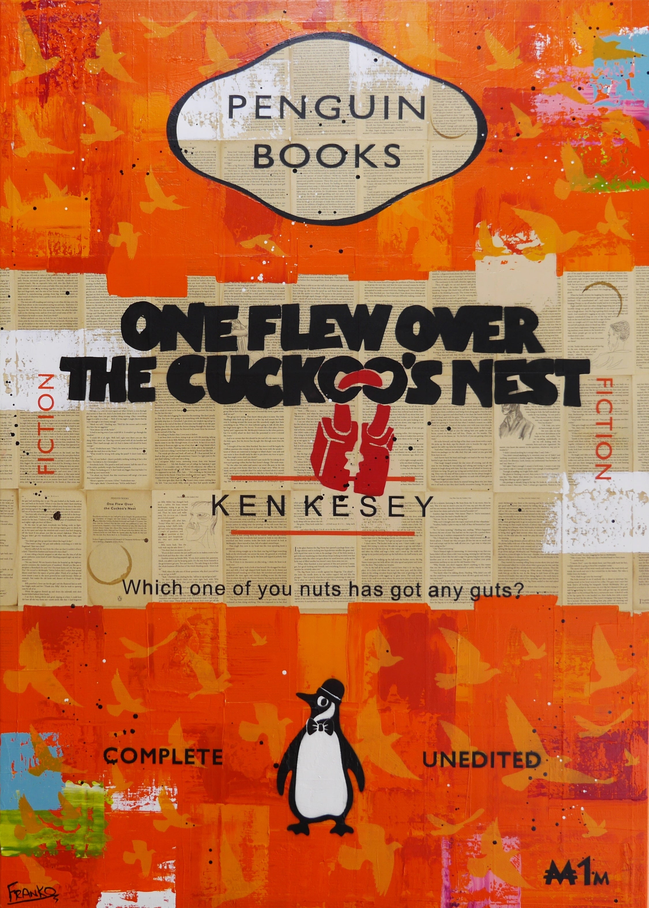 Cuckoo 100cm x 140cm Urban Pop Book Club Painting (SOLD)-book club-[Franko_Artist]-[Australian_artist]-[Gold_Coast]-[Brisbane]-[modern]-[contemporary]-[original]-[Large_artwork]-Franklin Art Studio