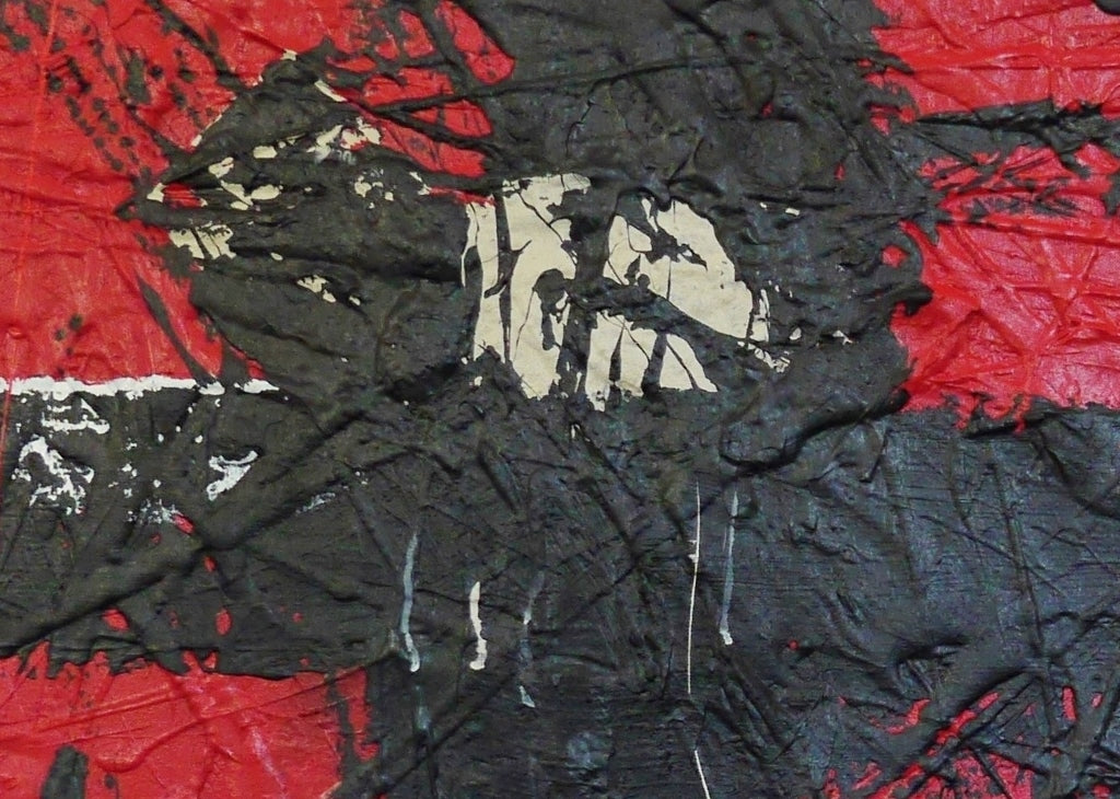 Red Rocket 160cm x 100cm Red Black and White Textured Abstract Painting (SOLD)