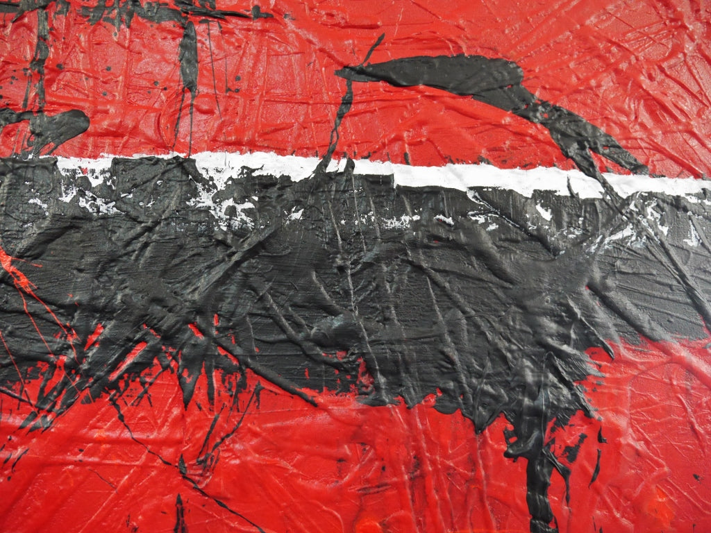 Red Rocket 160cm x 100cm Red Black and White Textured Abstract Painting (SOLD)