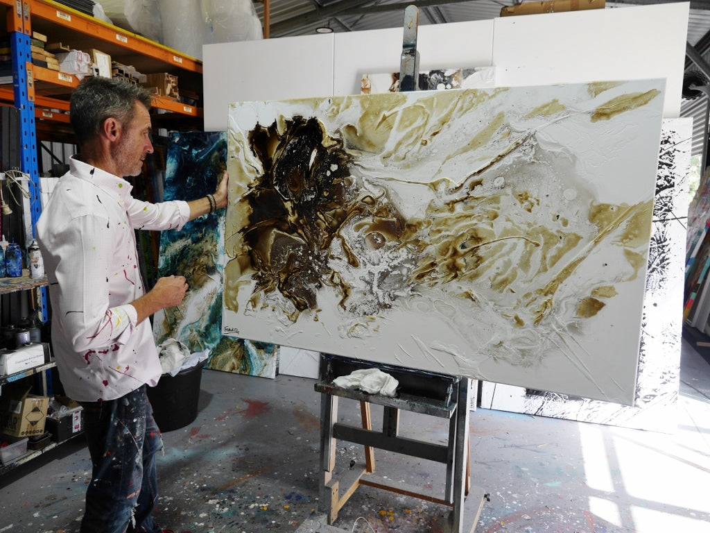 The Journey 160cm x 100cm White Rust Textured Abstract Painting (SOLD)-Abstract-[Franko_Artist]-[The_Block]-[Dream_Homes]-[ideas]- [Grand_Designs]-Franklin Art Studio