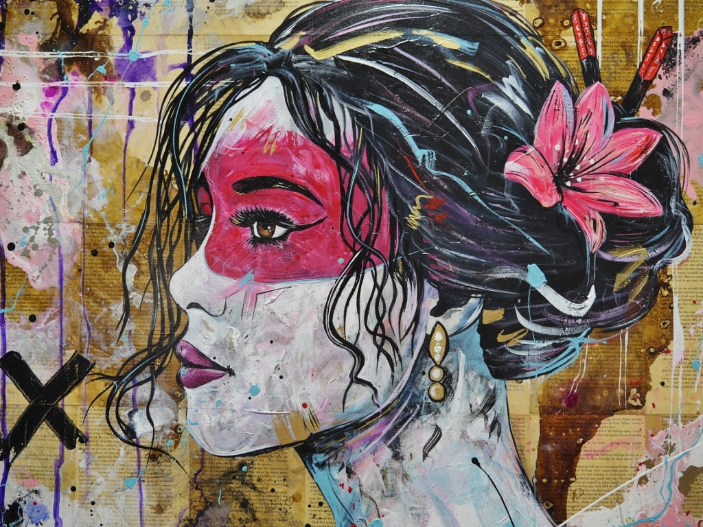 Rubi 100cm x 140cm Geisha Abstract Realism Book Club Painting (SOLD)