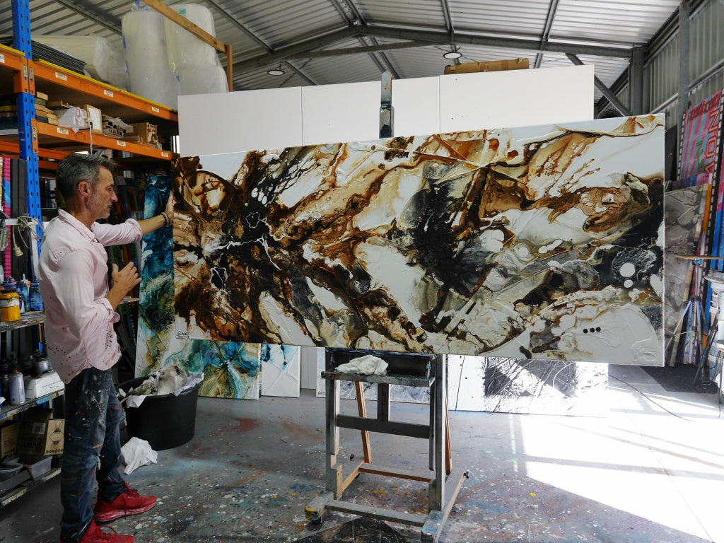 Neutral Oxide 240cm x 100cm Rust White Black Textured Abstract Painting (SOLD)