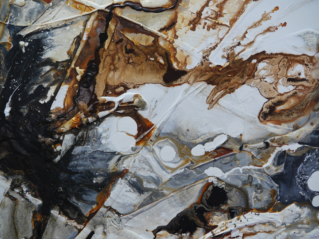 Neutral Oxide 240cm x 100cm Rust White Black Textured Abstract Painting (SOLD)