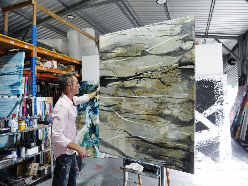 Refined 909 140cm x 180cm Rustic Blended Ink Abstract Painting (SOLD)-Abstract-[Franko_Artist]-[The_Block]-[Dream_Homes]-[ideas]- [Grand_Designs]-Franklin Art Studio