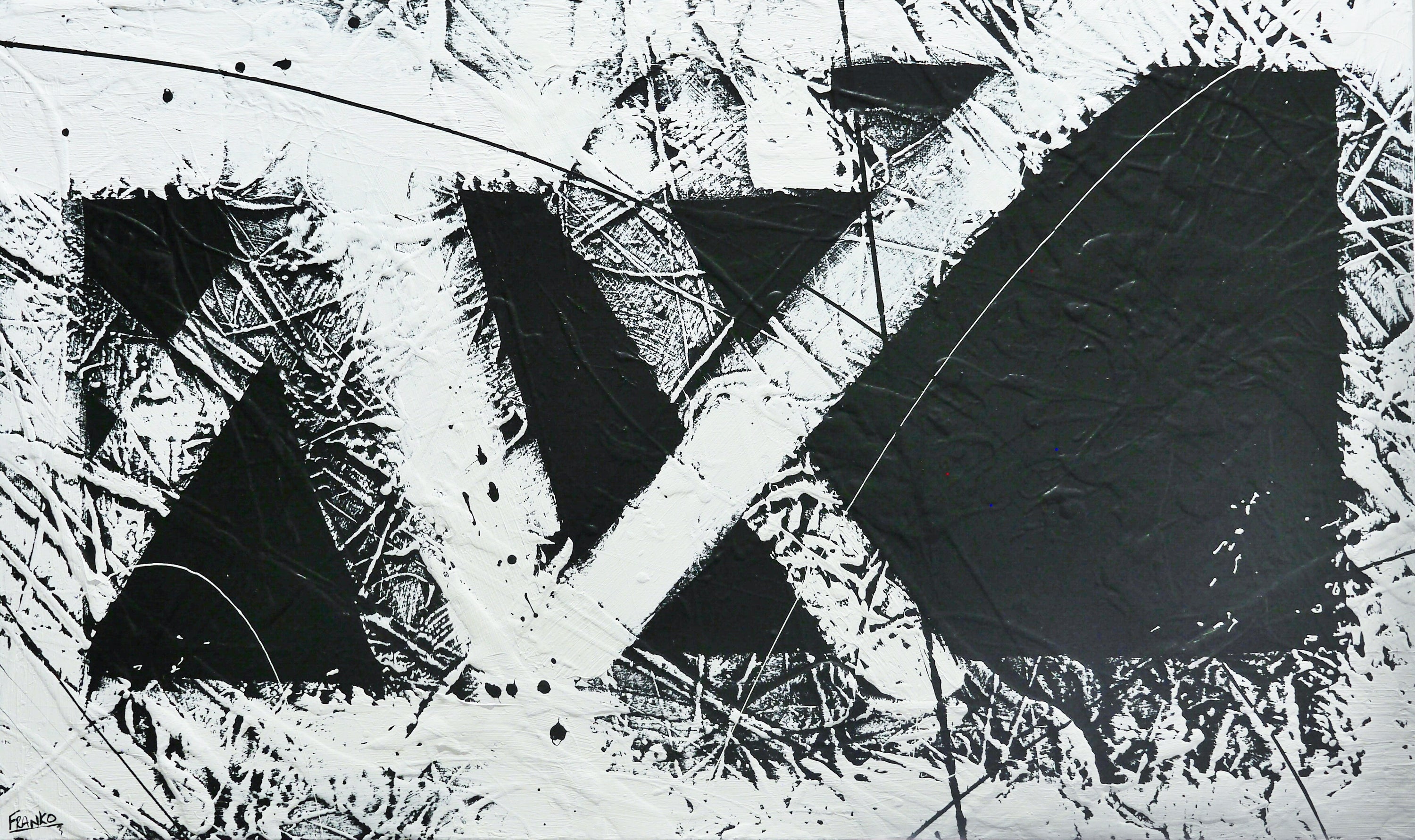 Masquerade 200cm x 120cm Black and White Textured Abstract Painting-Abstract-[Franko_Artist]-[Australian_artist]-[Gold_Coast]-[Brisbane]-[modern]-[contemporary]-[original]-[Large_artwork]-Franklin Art Studio
