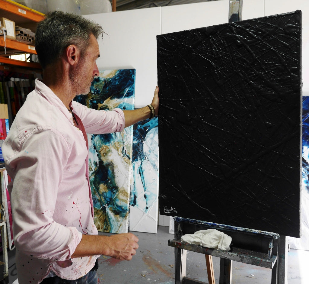 Little Wicked 75cm x 100cm Black Textured Abstract Painting (SOLD)