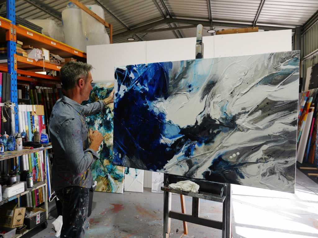 Midnight Reflex 160cm x 100cm Textured Abstract Painting