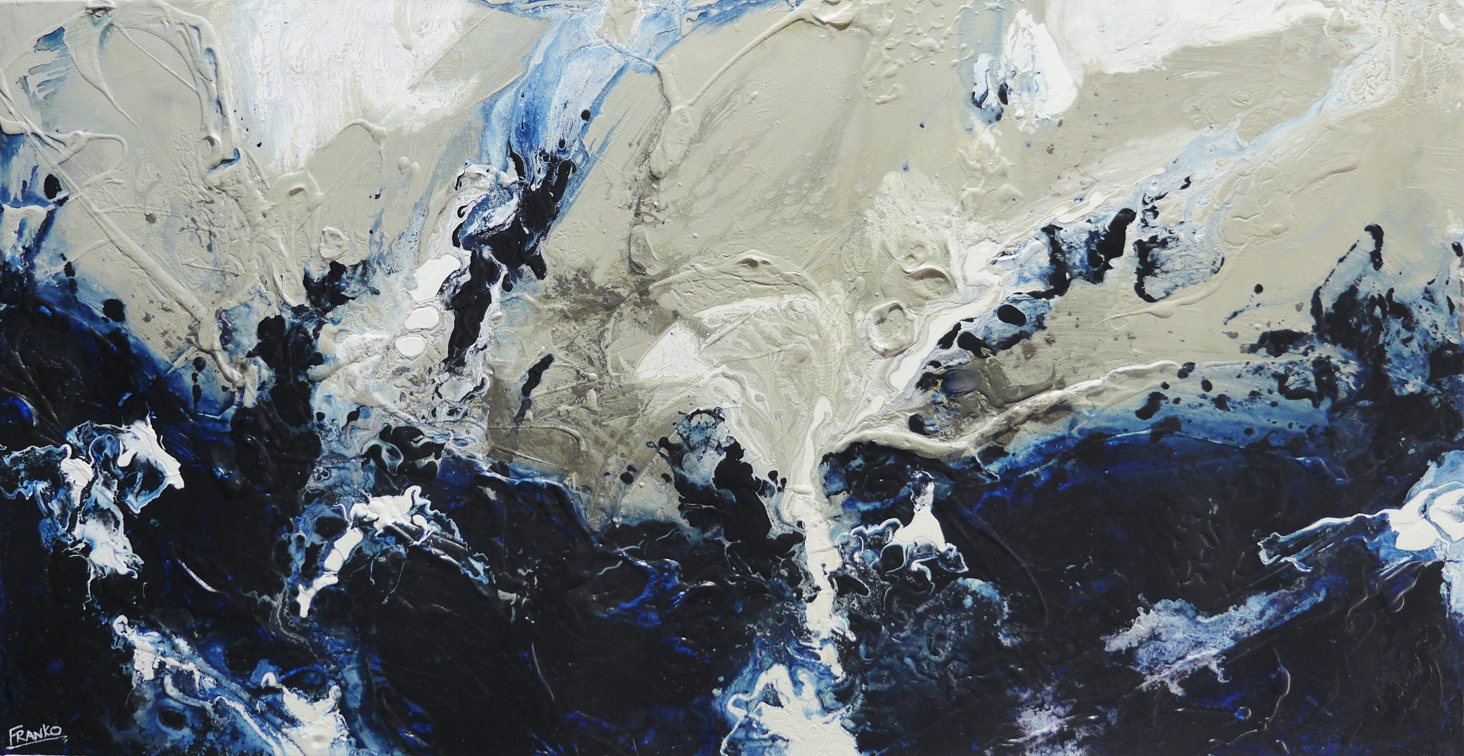 Deep Denim 190cm x 100cm Blue Textured Abstract Painting (SOLD)-Abstract-[Franko_Artist]-[Australian_artist]-[Gold_Coast]-[Brisbane]-[modern]-[contemporary]-[original]-[Large_artwork]-Franklin Art Studio