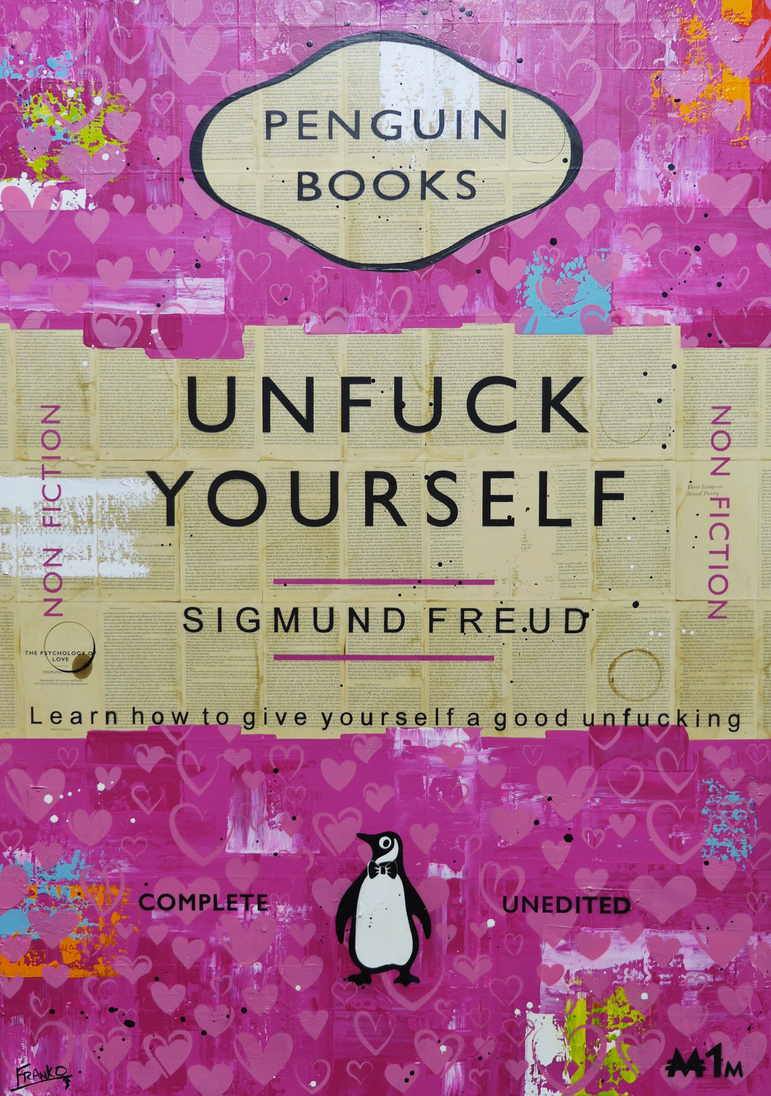 Be Kind to Yourself 140cm x 100cm Cooking Urban Pop Book Club Painting (SOLD)-book club-[Franko_Artist]-[Australian_artist]-[Gold_Coast]-[Brisbane]-[modern]-[contemporary]-[original]-[Large_artwork]-Franklin Art Studio