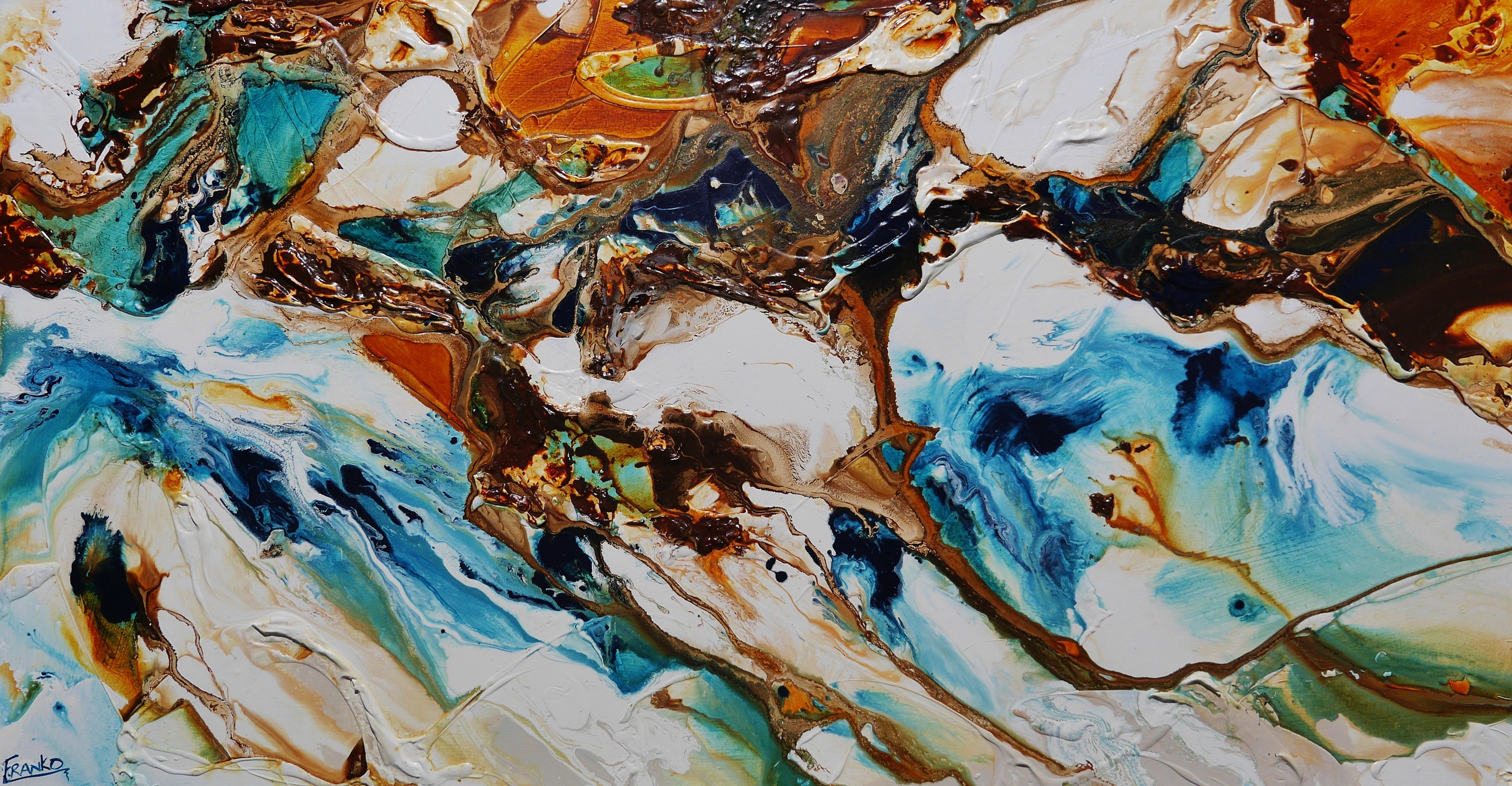 Aquatic Transition 190cm x 100cm Textured Abstract Painting (SOLD)-Abstract-[Franko_Artist]-[Australian_artist]-[Gold_Coast]-[Brisbane]-[modern]-[contemporary]-[original]-[Large_artwork]-Franklin Art Studio