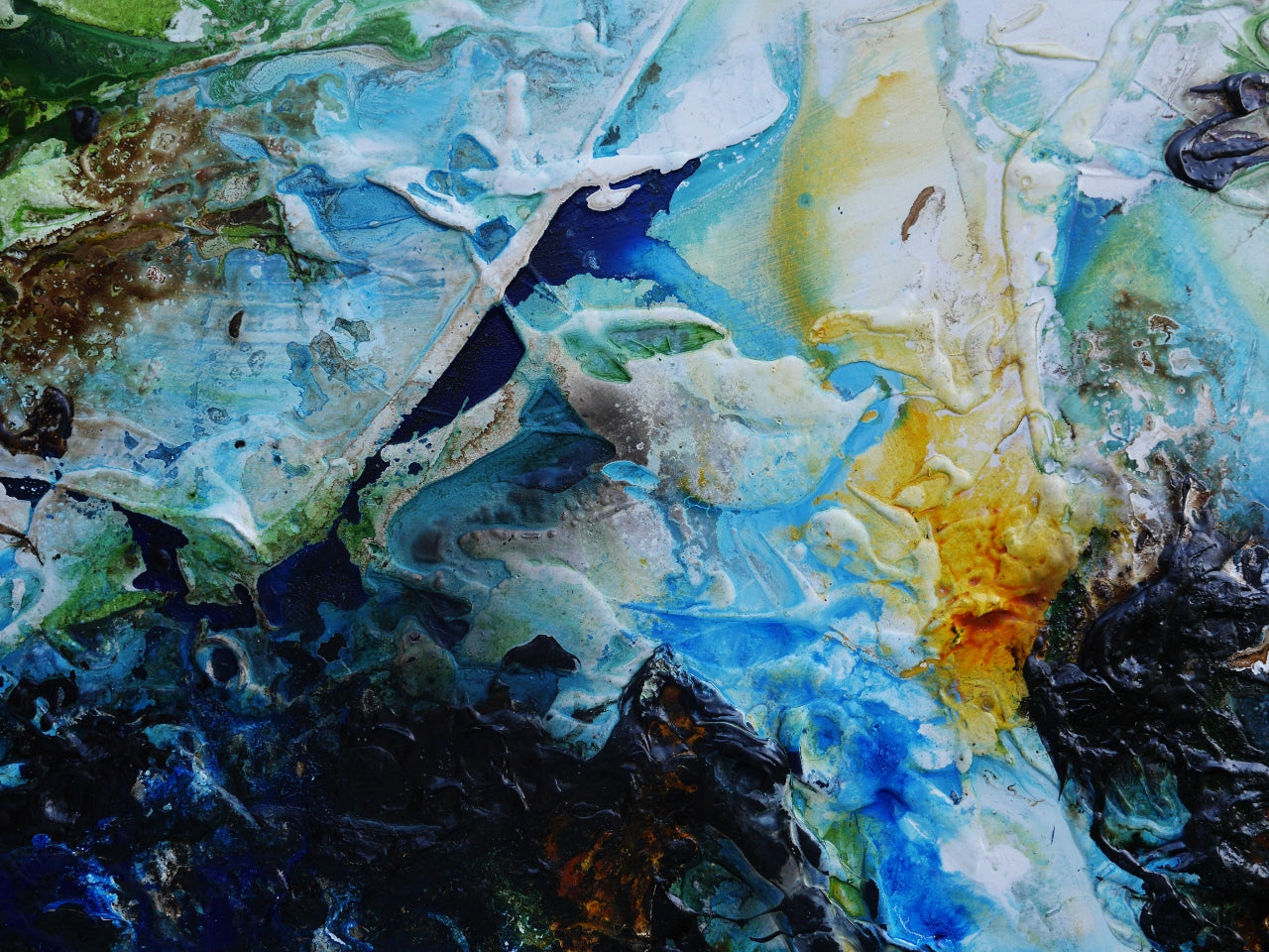 Blue Summer 210cm x 100cm Textured Abstract Painting (SOLD)